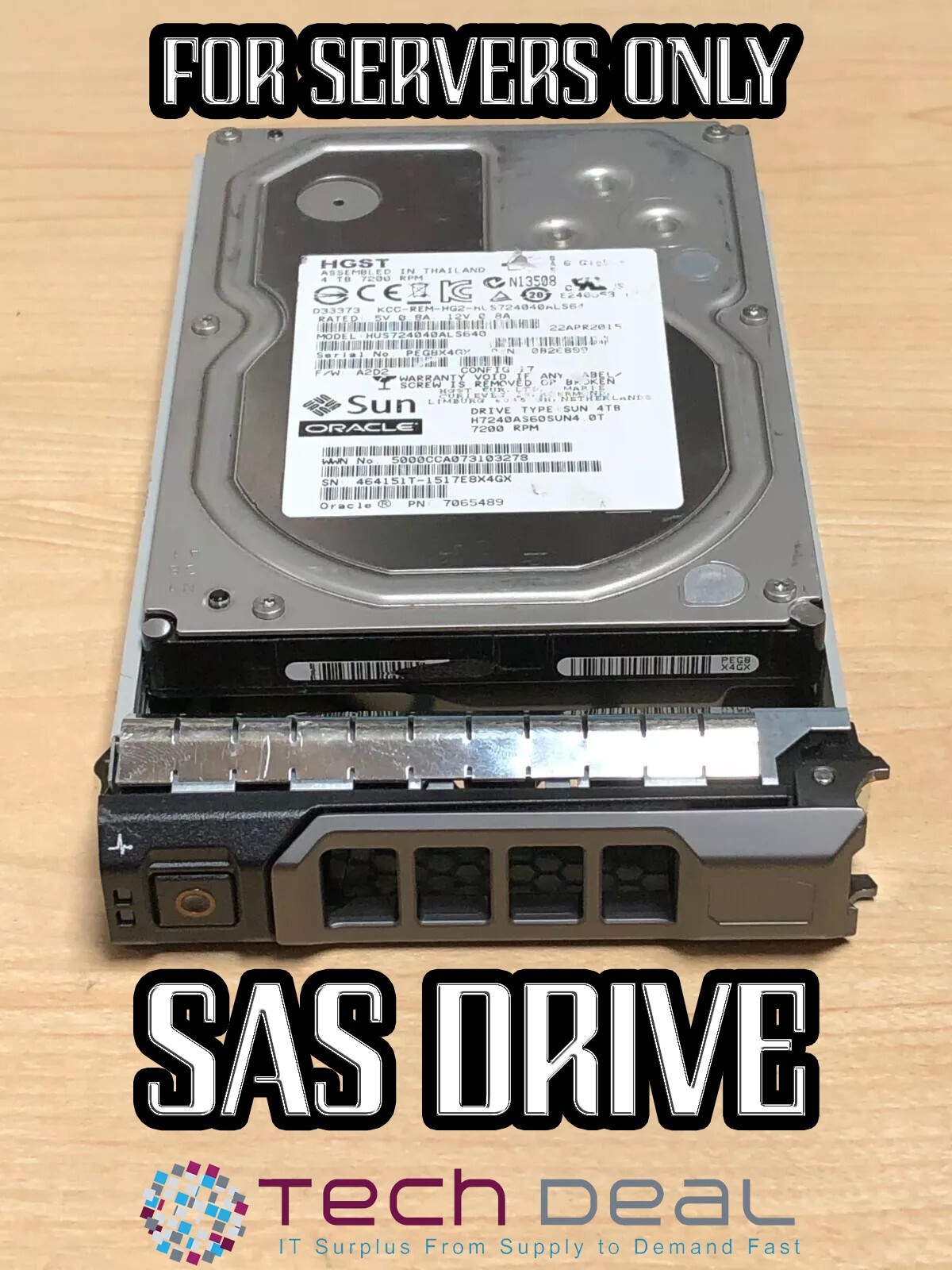 4TB 7200RPM SAS Hard Drive 3.5'' FITS DELL SERVER T730 R510 R720 R710 R410 R710