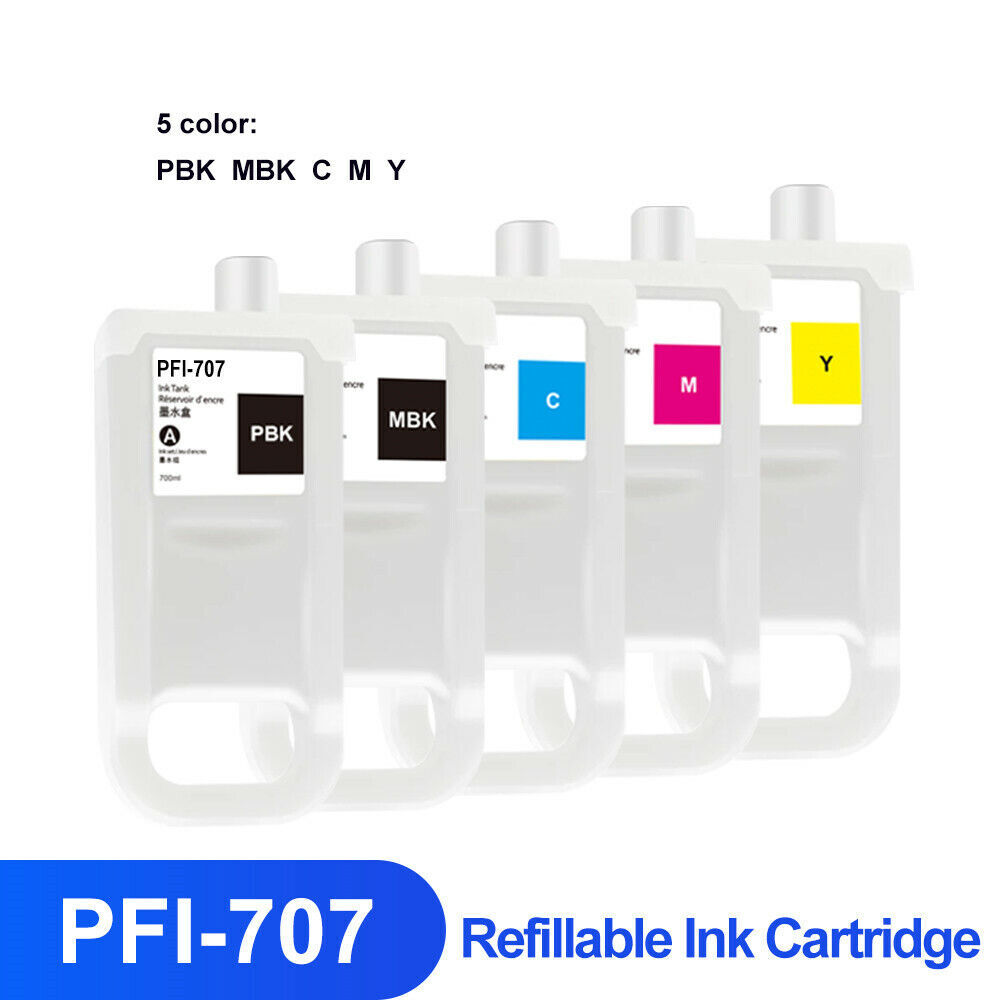 5pc/set PFI-707 Empty Ink Cartridge With ARC Chip For Canon IPF830 IPF840 IPF850