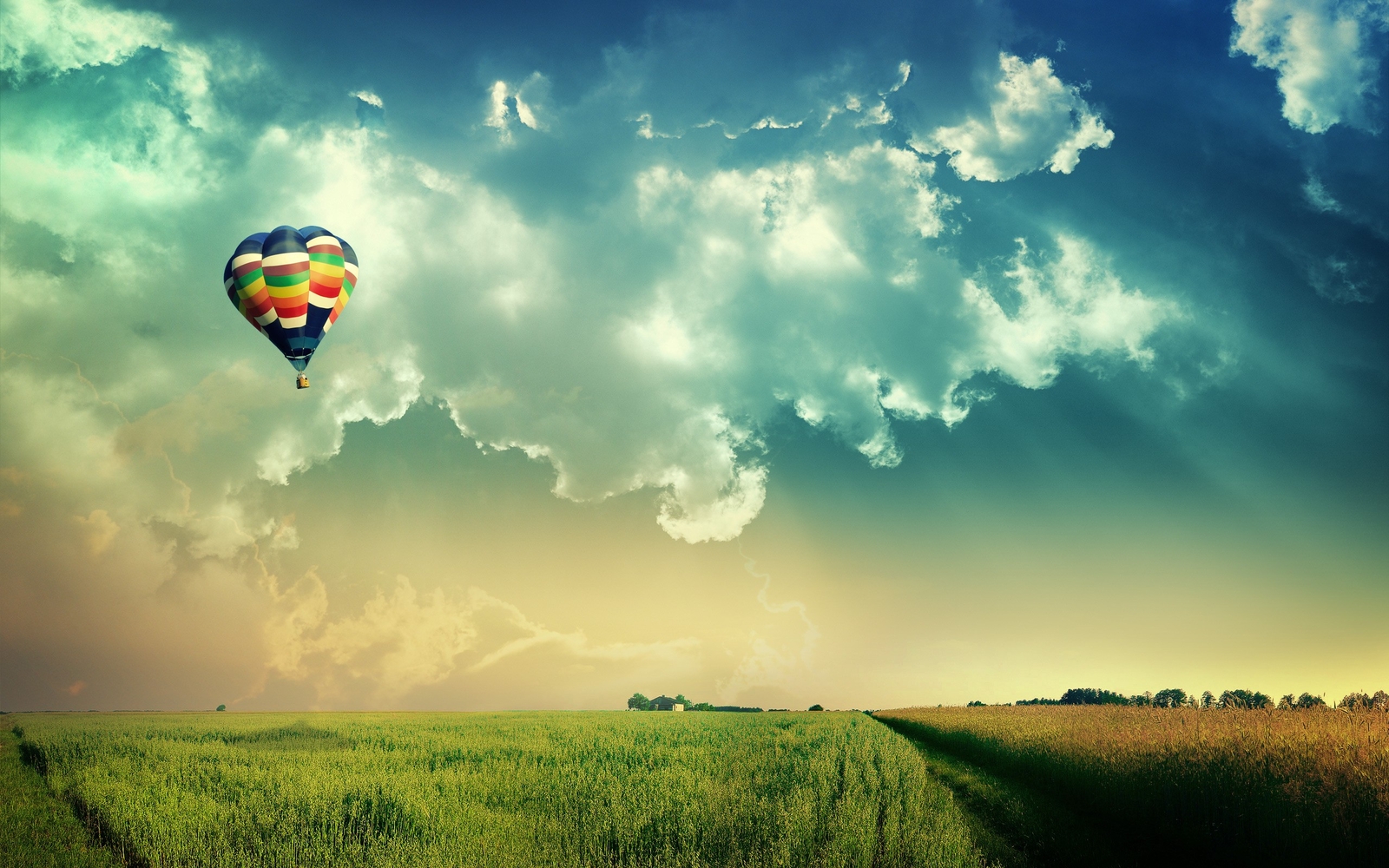 Landscape hot air balloons art sky field Custom Gaming Mat Desk