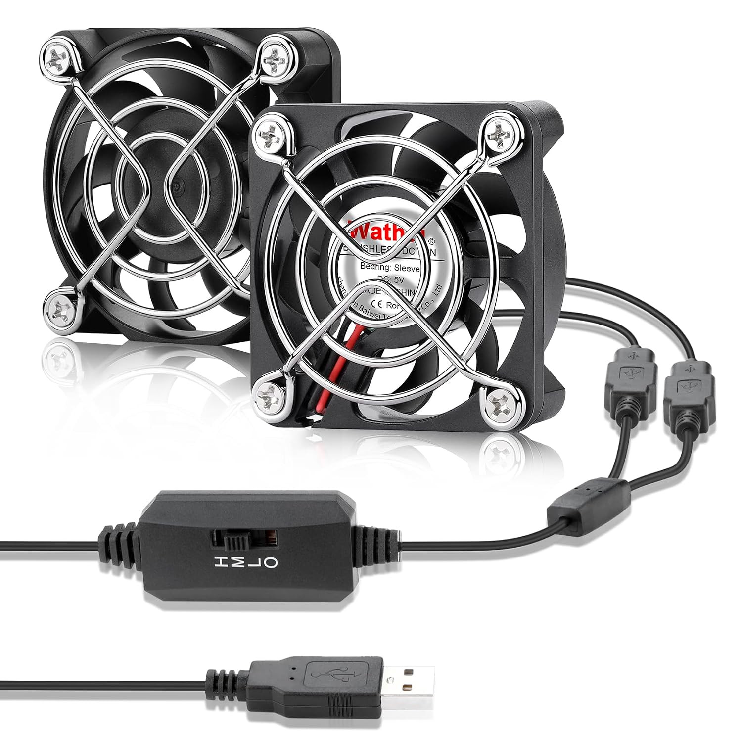 2PCS 50Mm 5V Mini Box USB Computer Fan with 3 Speed Control 5010