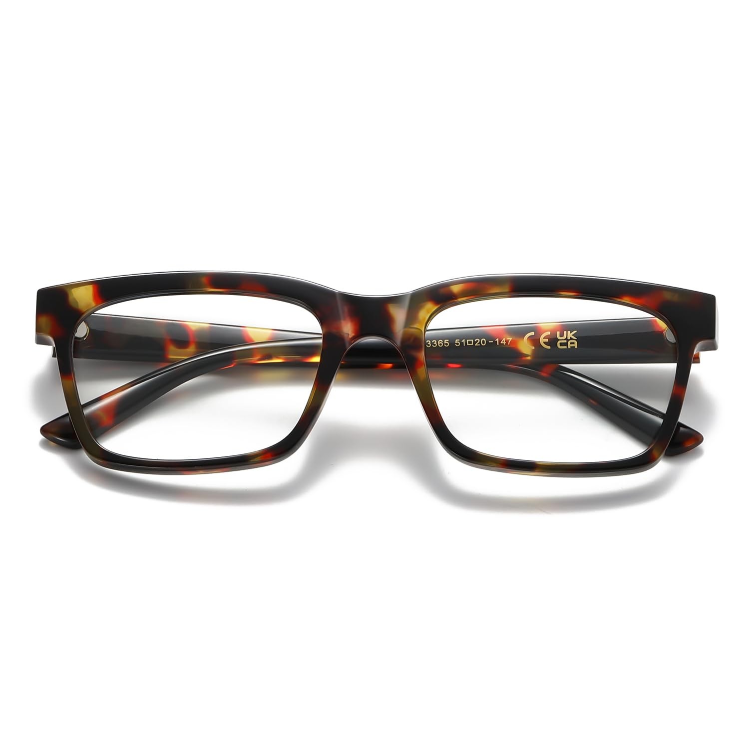 Rectangle Blue Light Glasses for Men, (Tortoise Frame)