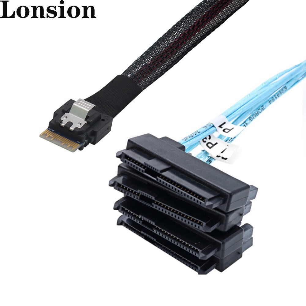 PCIE Slimline SAS 4.0 38pin SFF-8654 4i to SFF-8482 server cable, high-speed