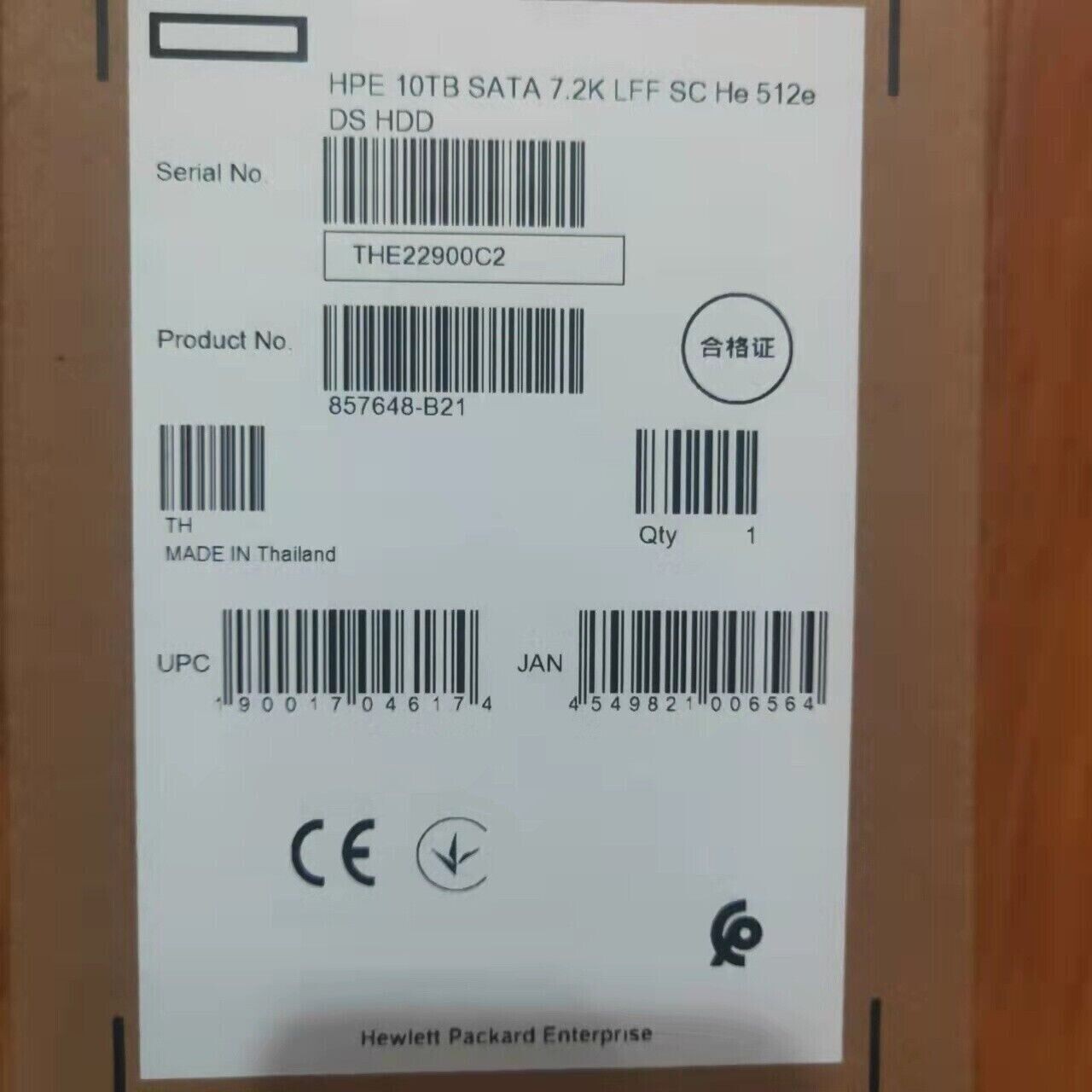 HPE 857648-B21 857967-001 10TB SATA 6G 7.2K LFF SC 512E HDD HP Hard Drive
