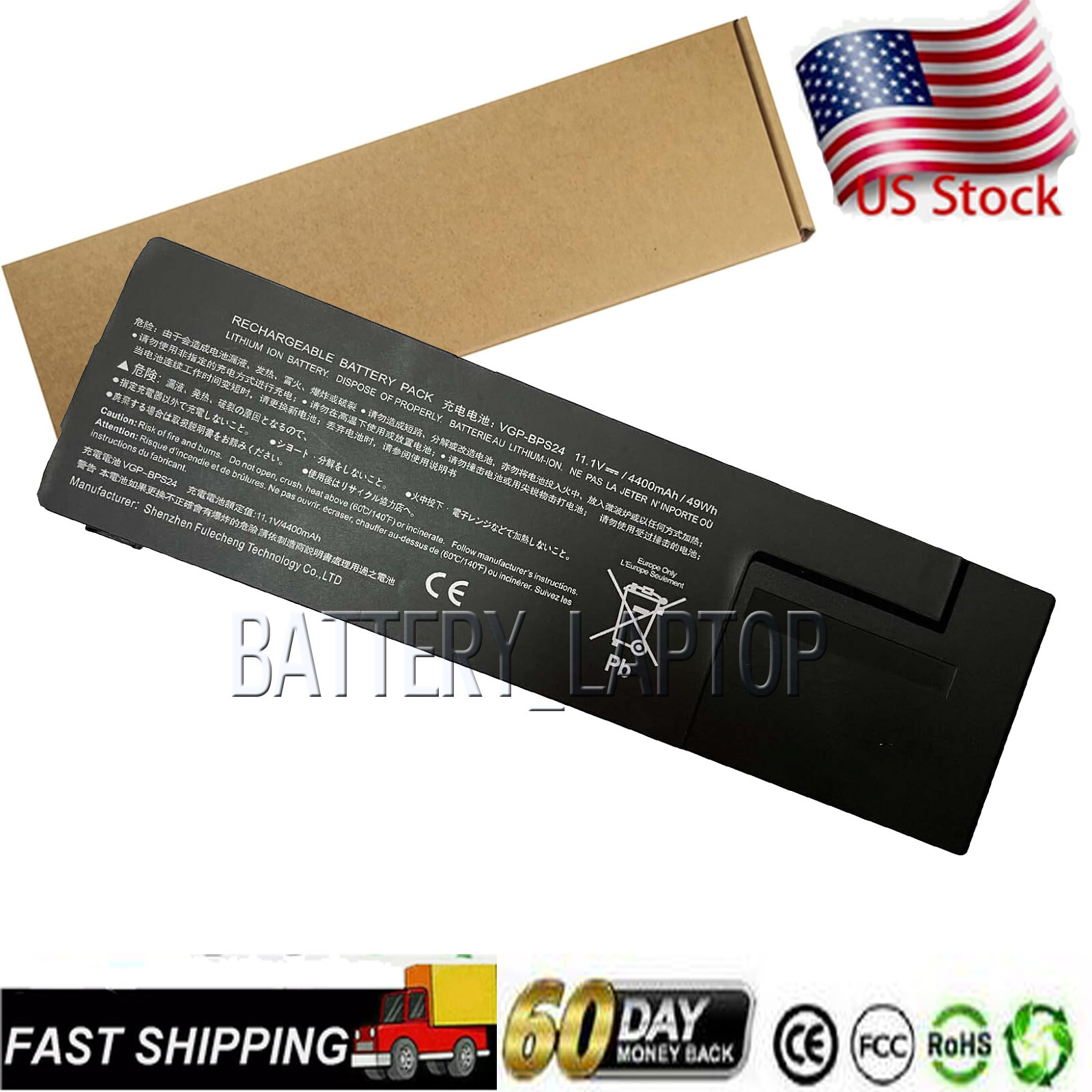 Battery For Sony VAIO VPCSA, VPCSC,VPCSB, VPCSE, VPCSE1, VPCSE2, VGP-BPS24