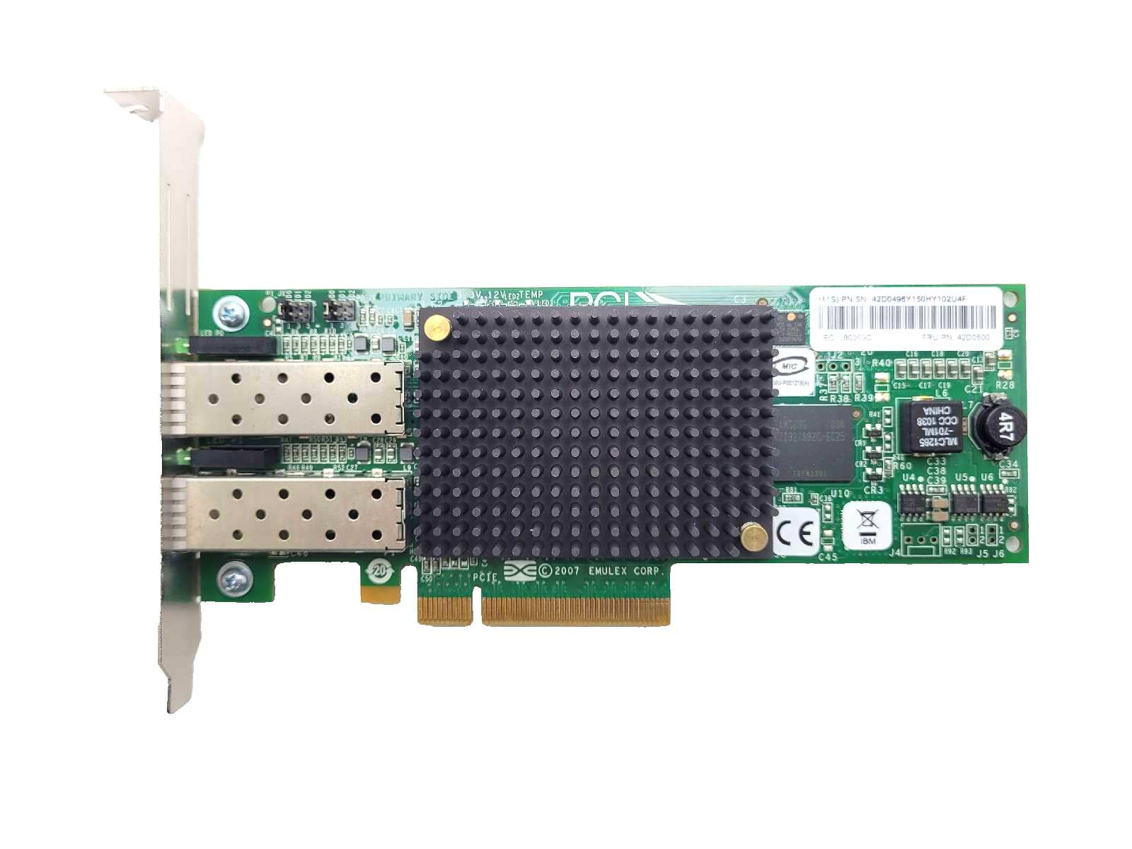 Emulex LPe12002 8Gb Dual Port Fibre Channel HBA P/N: 42D0500 Tested