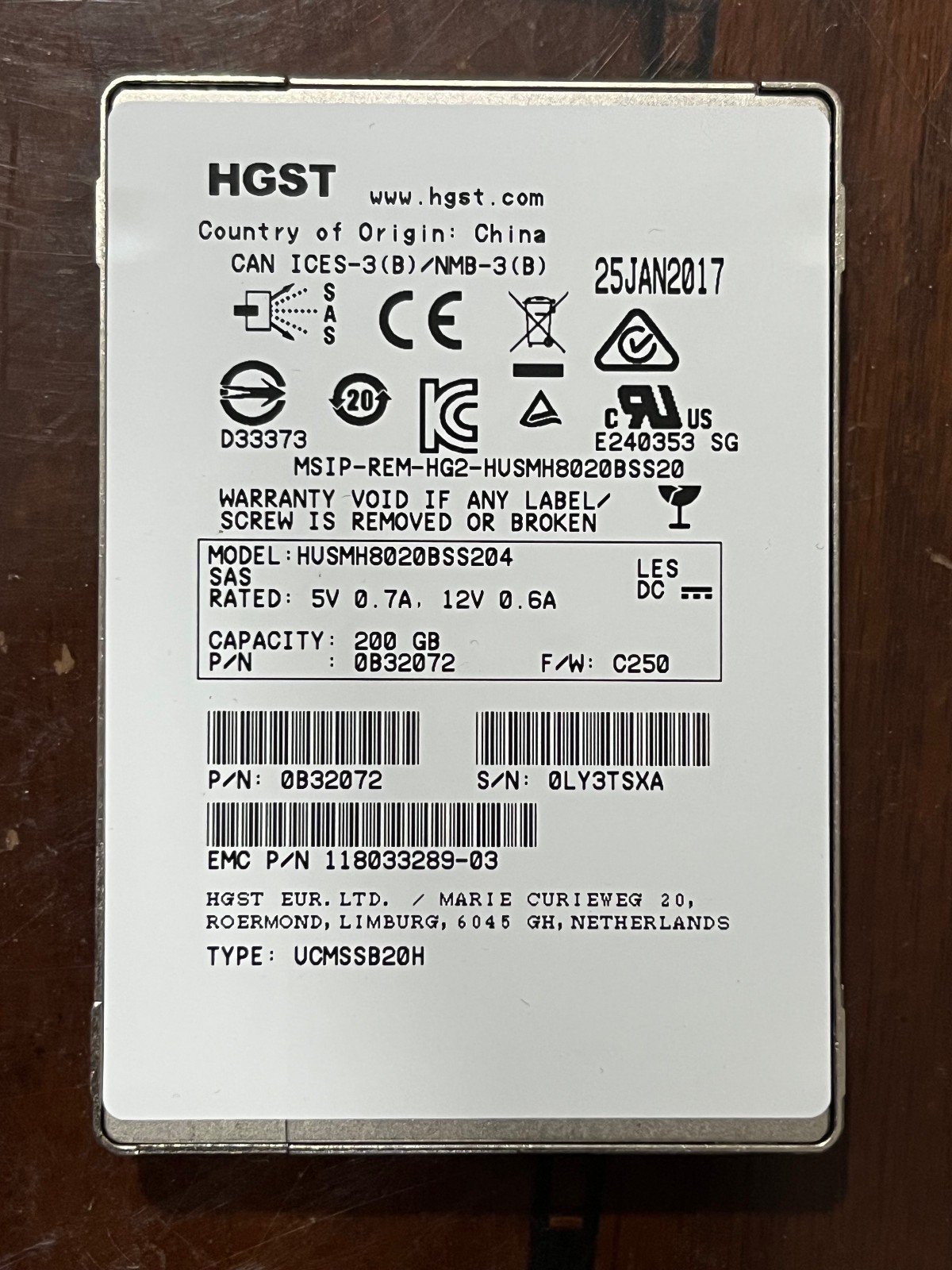 HGST 200GB SAS SSD HUSMH8020BSS204 12Gbps MLC Enterprise SSD 512e 2.5in [2 LOT]