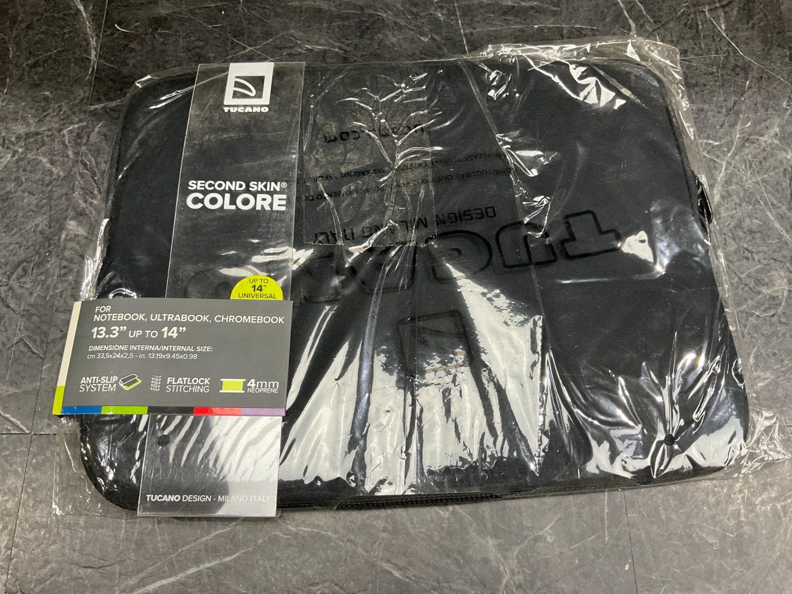 Tucano Second Skin Colore Sleeve 13" 14" Black BFC1314 ✅ ❤️️ ✅ ❤️ NEW