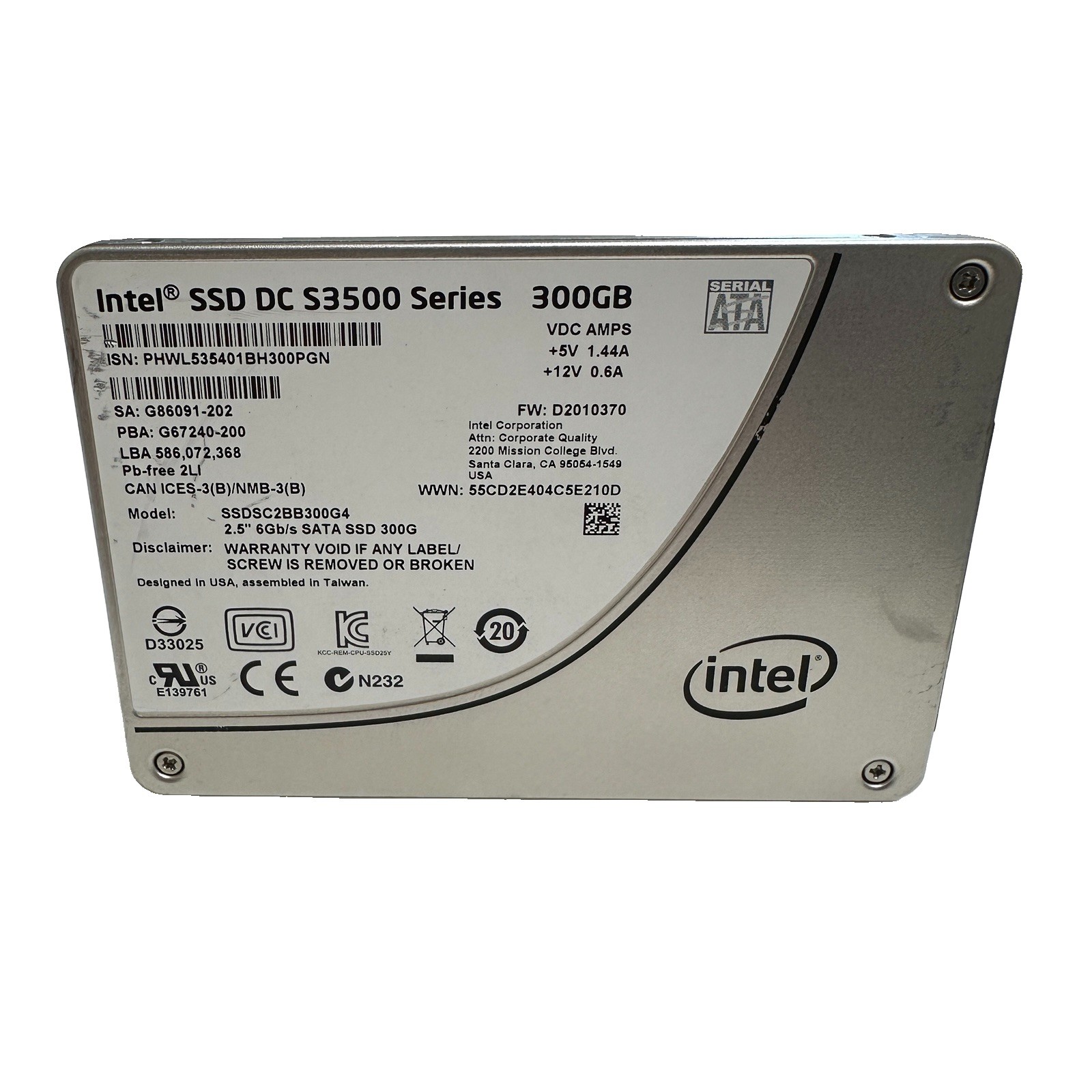 Intel SSD DC S3500 SERIES 300GB 2.5" 6Gb/s SATA SSD  SSDSC2BB300G4