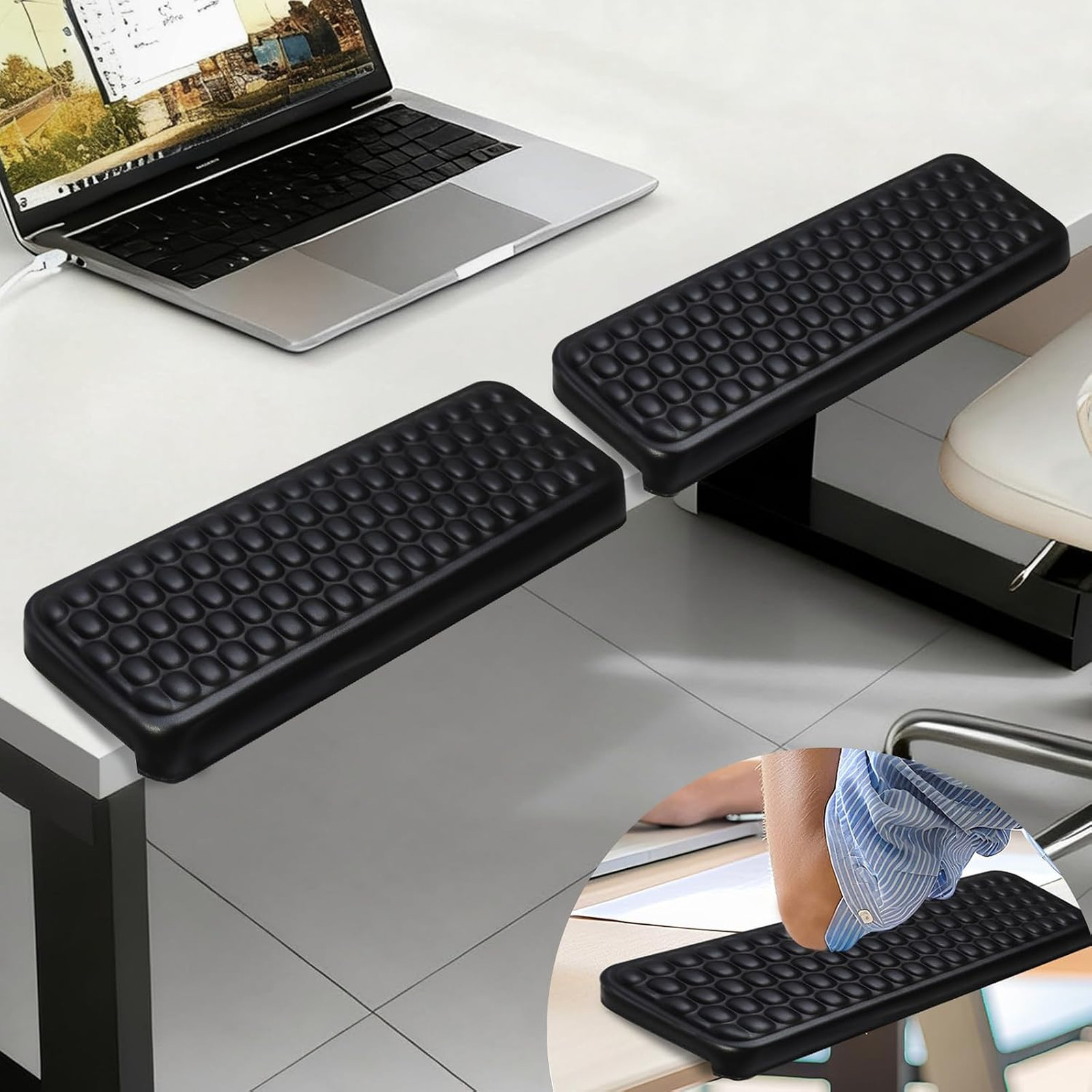 L-Shaped Desk Elbow Support Cushions PU Leather 2-Piece Office Gaming Wrist