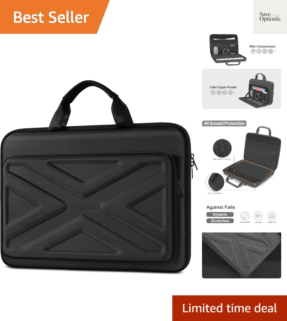 MOSISO Hard Laptop Case 18-18.5 inch, Shockproof 18.5 Black