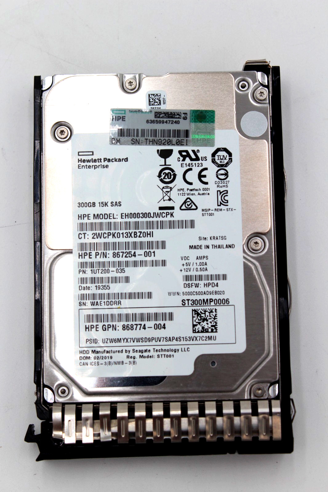 HPE 300GB 15K SAS 12Gb/s 2.5" HDD EH000300JWCPK ST300MP0006 870792 w/ Caddy ✅