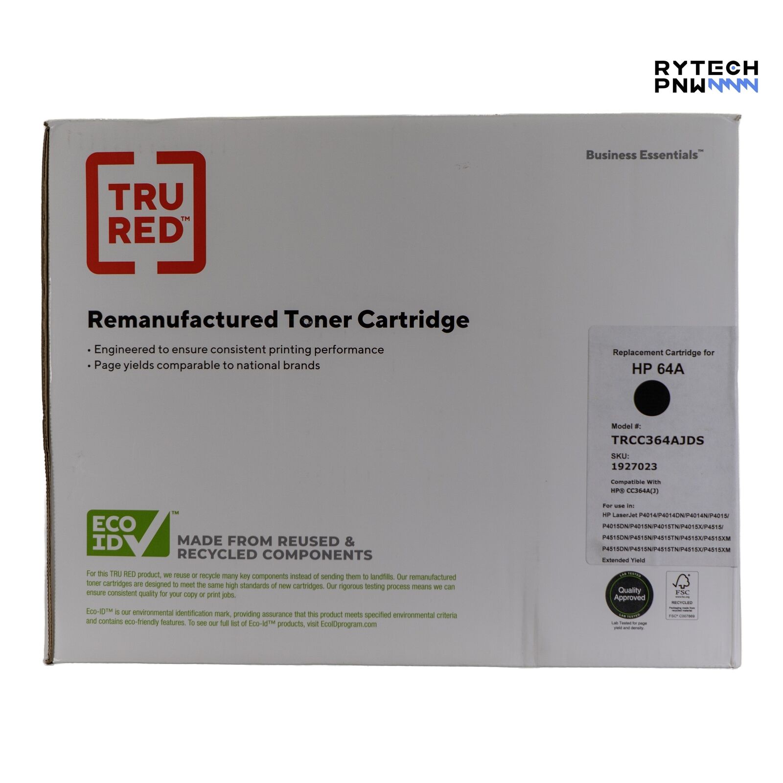 Tru Red Toner Cartridge | 64A | Compatible With HP CC364A (J) | Black