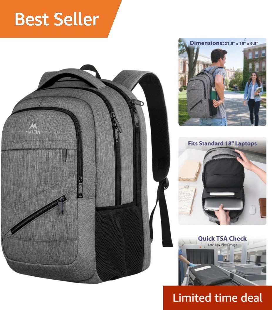 Water-Resistant 50L Travel Backpack with TSA Laptop Compartment - Stylish & Safe