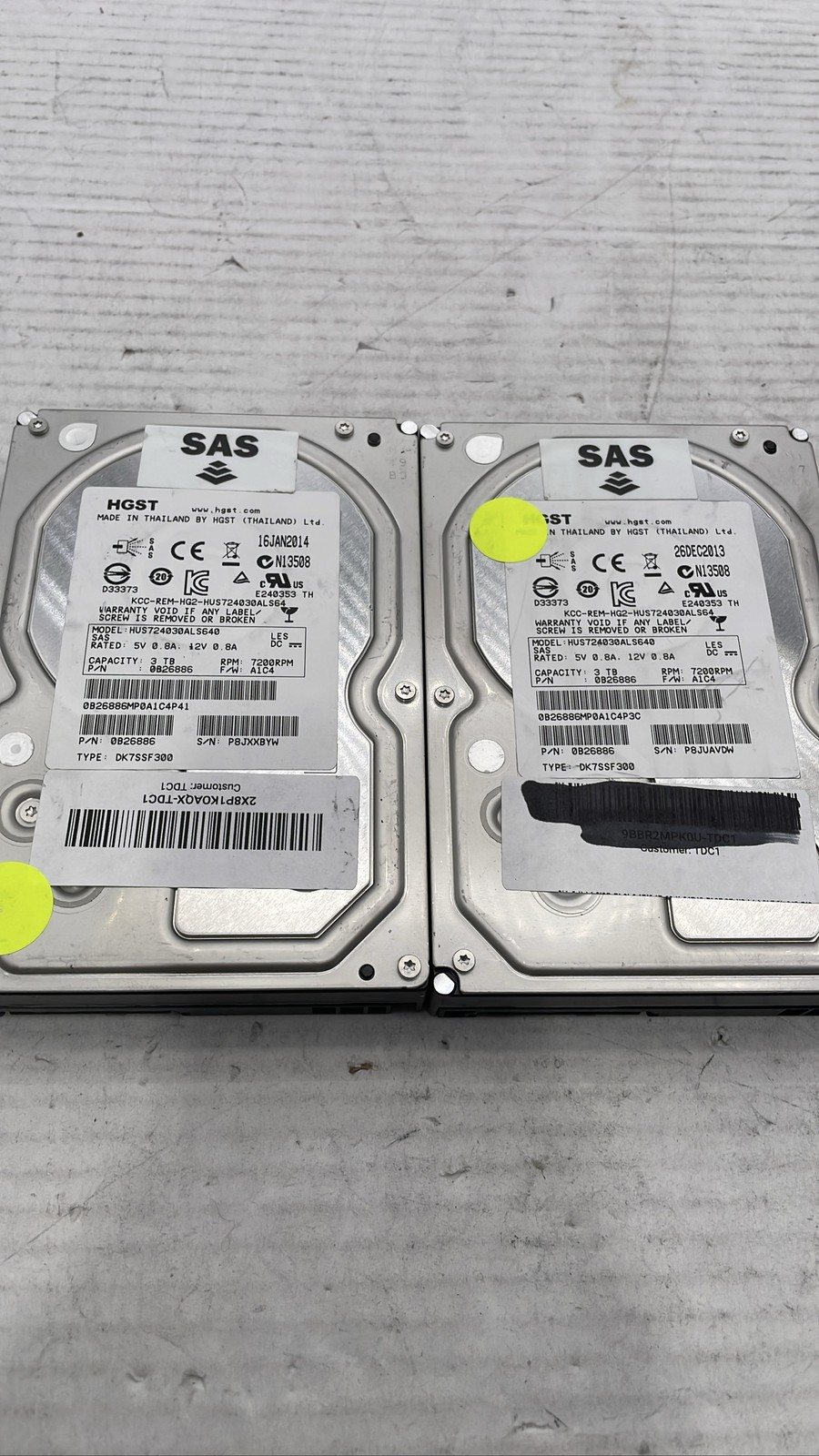 HGST HUS724030ALS640 3TB SAS 7200RPM 3.5" Enterprise HDD Enterprise Lot of 2