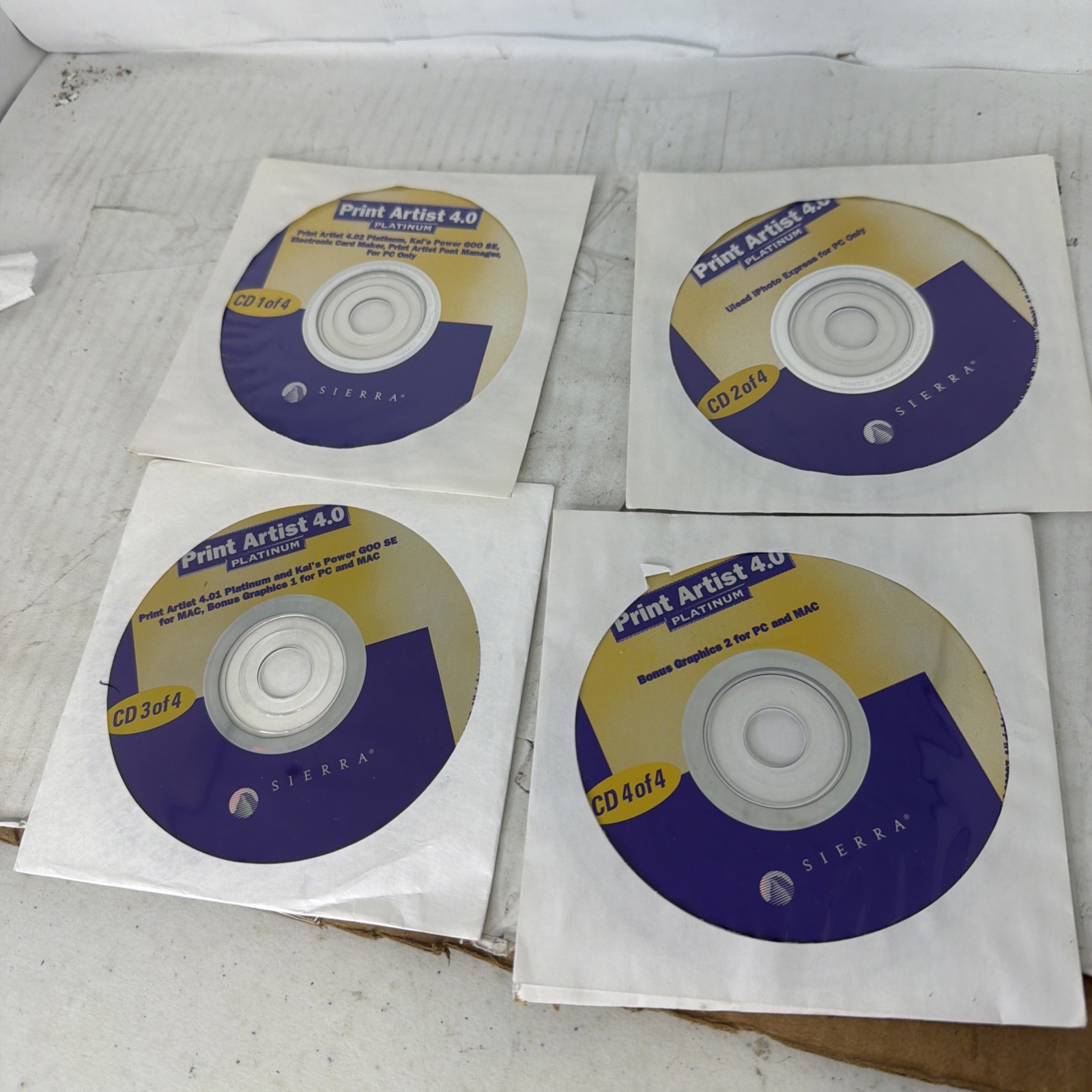 Sierra Print Artist 4.0 Platinum 4-Disc CD-Rom Windows PC Desktop Disc Only