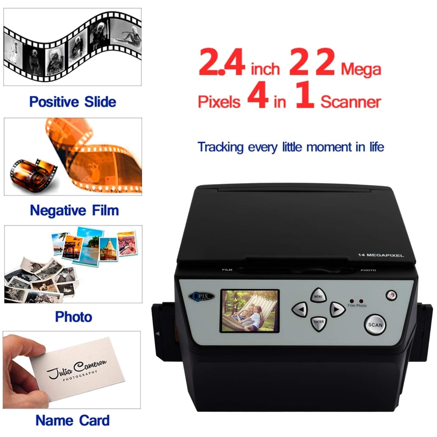 HD Digital Film Scanner with 2.4" LCD - Converts 35mm Slides``