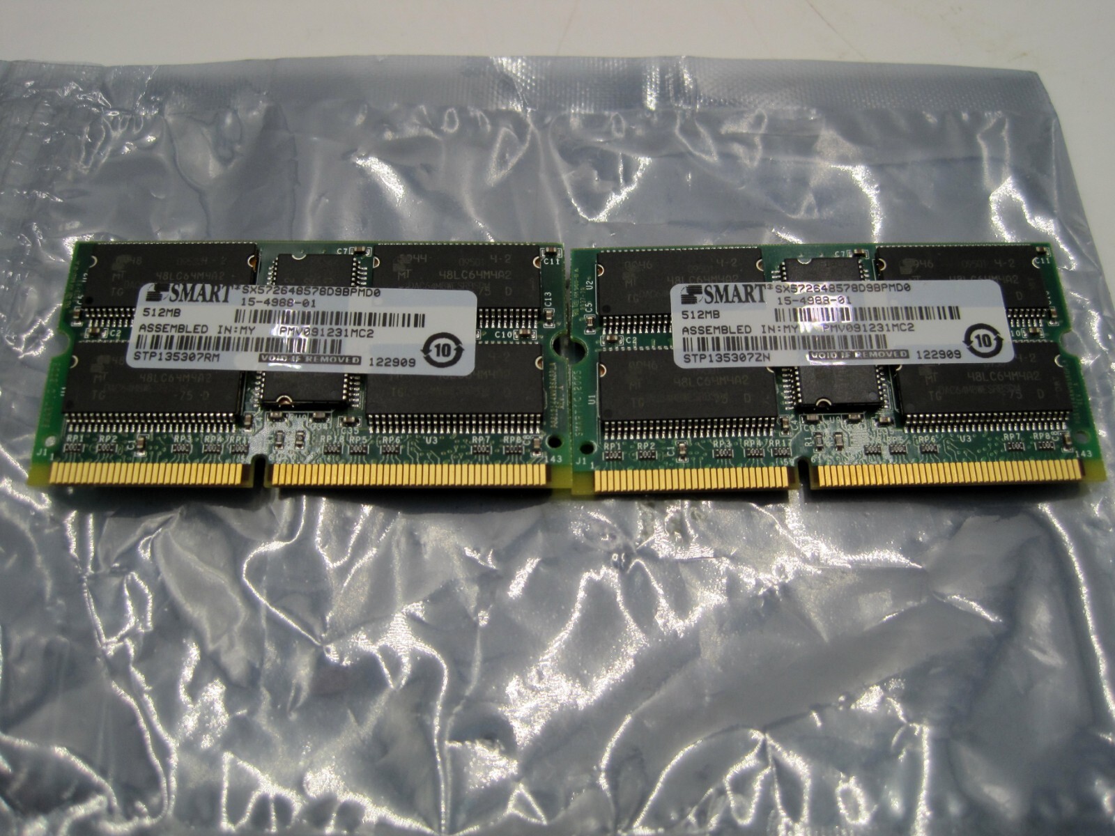 Set of 2-512MB CL2 PC 3.3V SDRAM PC133 133MHZ 144PIN SODIMM ECC SINGLE RANK 64X4