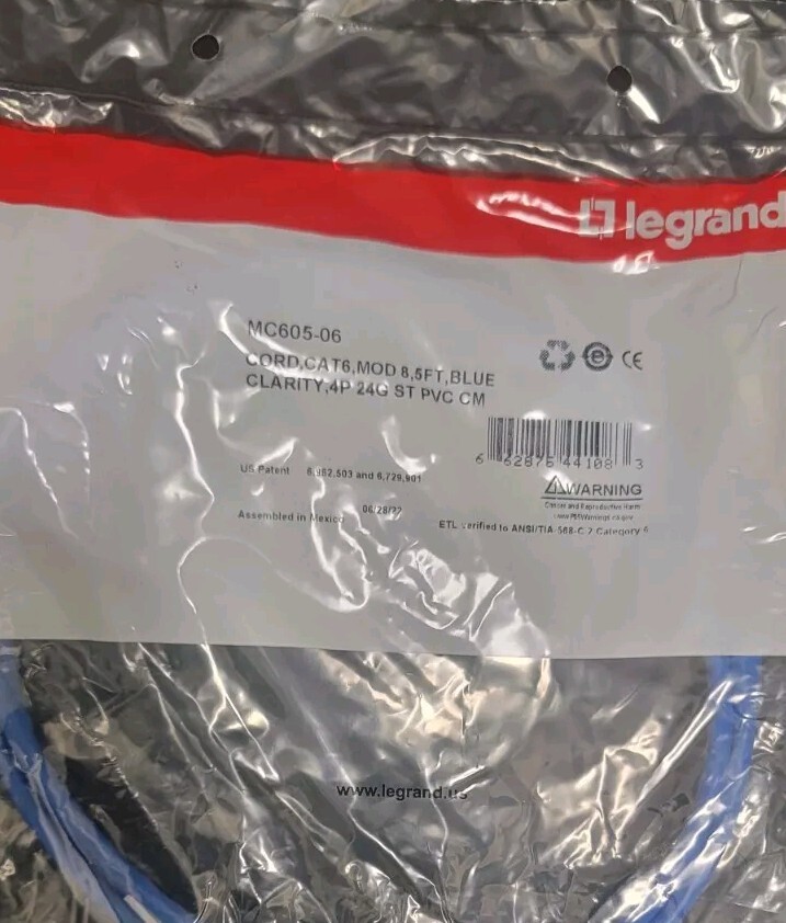 Lot of (40) Legrand - MC605-06 - CAT6 Clarity Modular Patch Cord