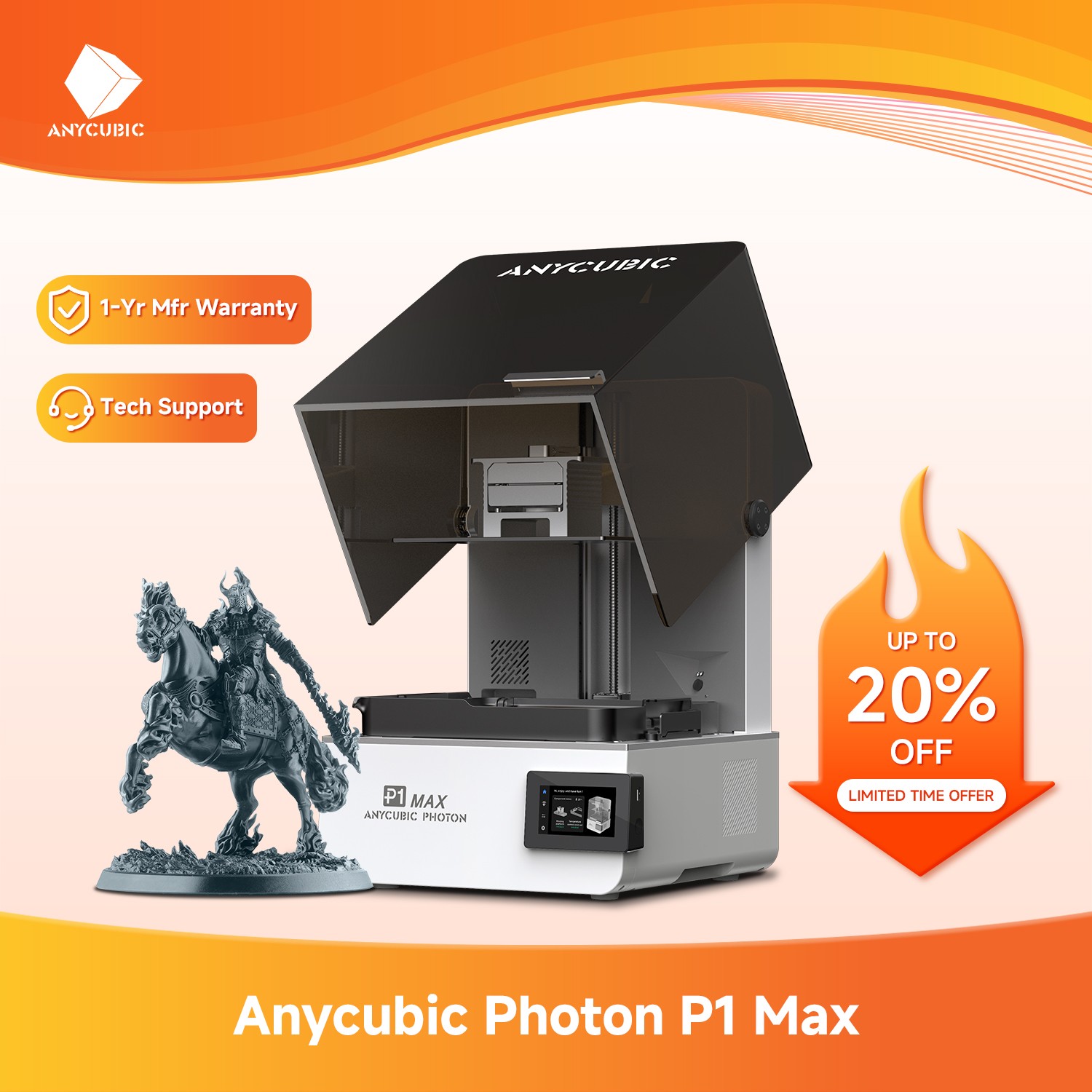 NEW ANYCUBIC Photon P1 Max 18.3L Higher Productivity 8000cps Resin Printer