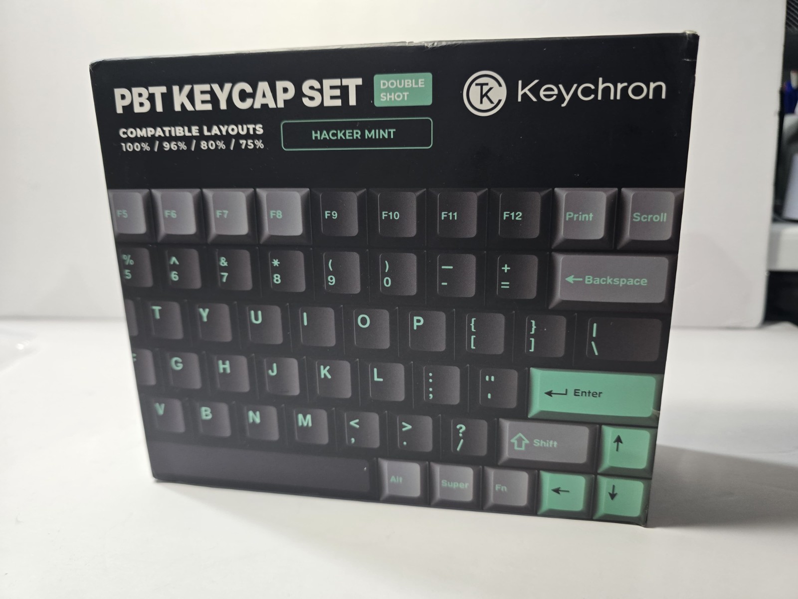 Keychron Cherry Profile Double-Shot PBT Full Set Keycaps - Grey, Black, Green