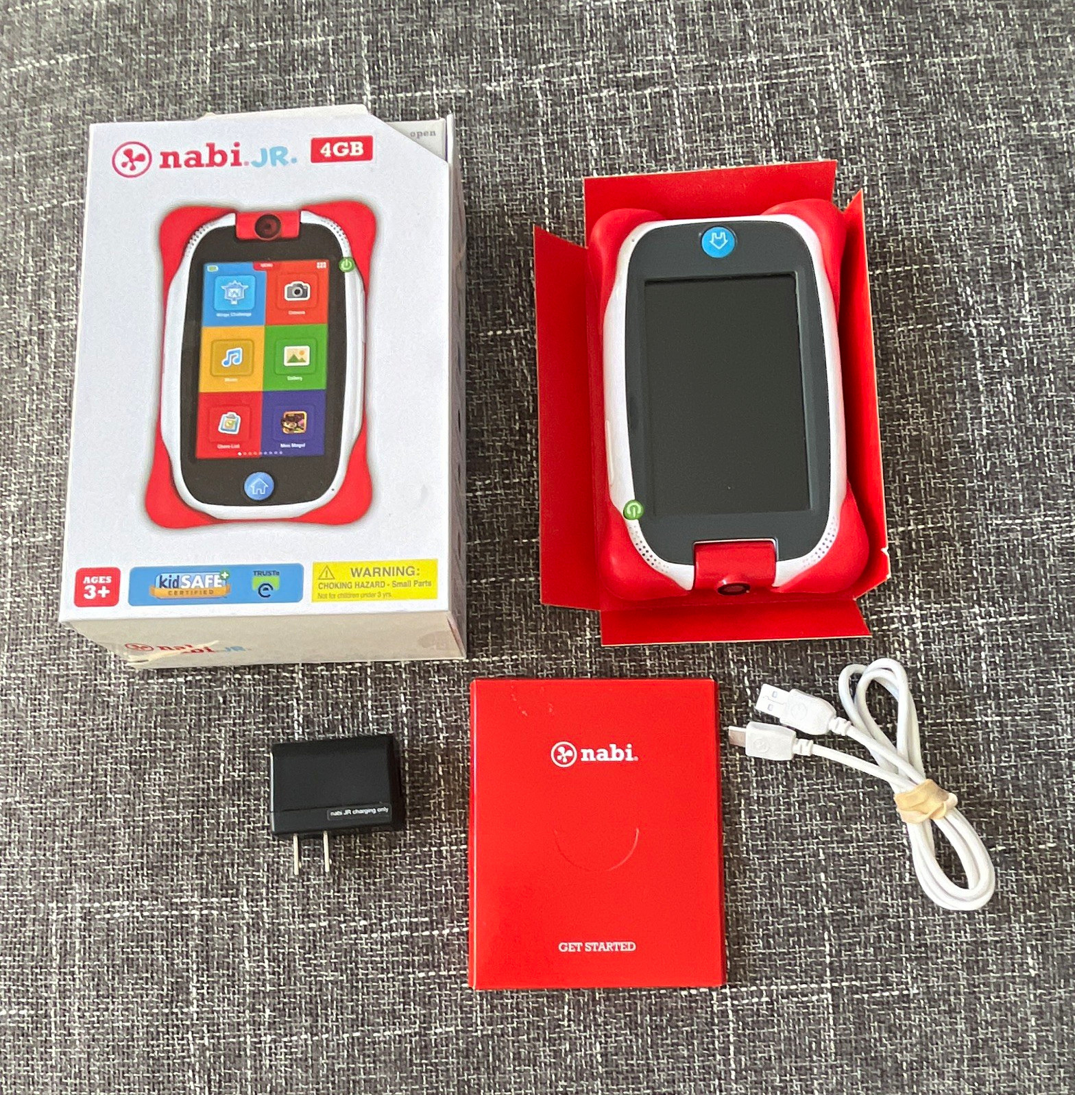 nabi Jr. 4GB Kids Tablet w/ Box Charger USB Manuals Front Camera Touch bundle