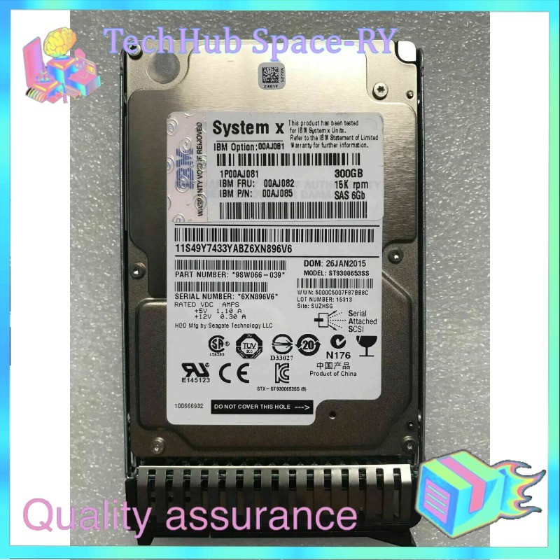 IBM 00AJ081 00AJ082 00AJ085 300GB 15K 6GBPS SAS 2.5" X3650 M5/X6 Hard Drive