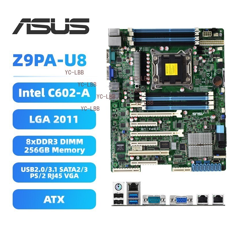 ASUS Z9PA-U8 Motherboard ATX Intel C602-A LGA2011 DDR3 SATA2/3 VGA RJ45 PS/2+I/O