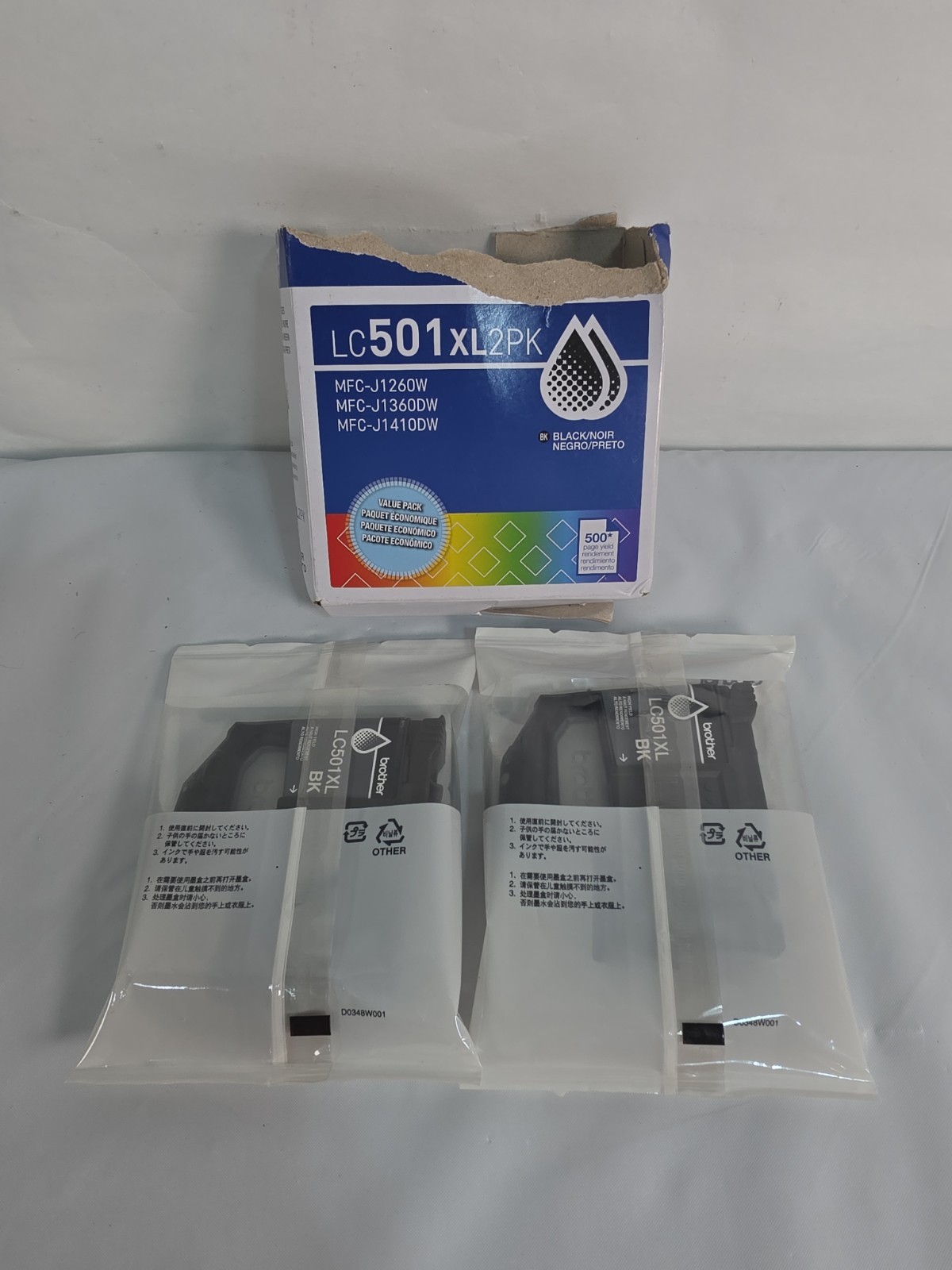 Brother Genuine LC501XL2PK Twin Pack High Yield Black Ink Cartridges 1052 2/2029