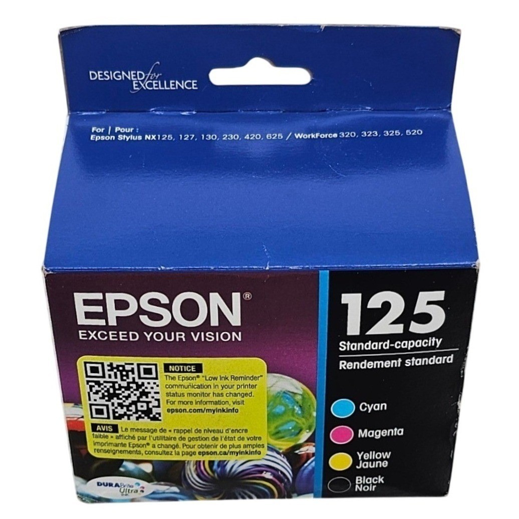 Epson 125 DURABrite Ultra Ink Cartridges 4-Pack CMYK T125120-BCS New