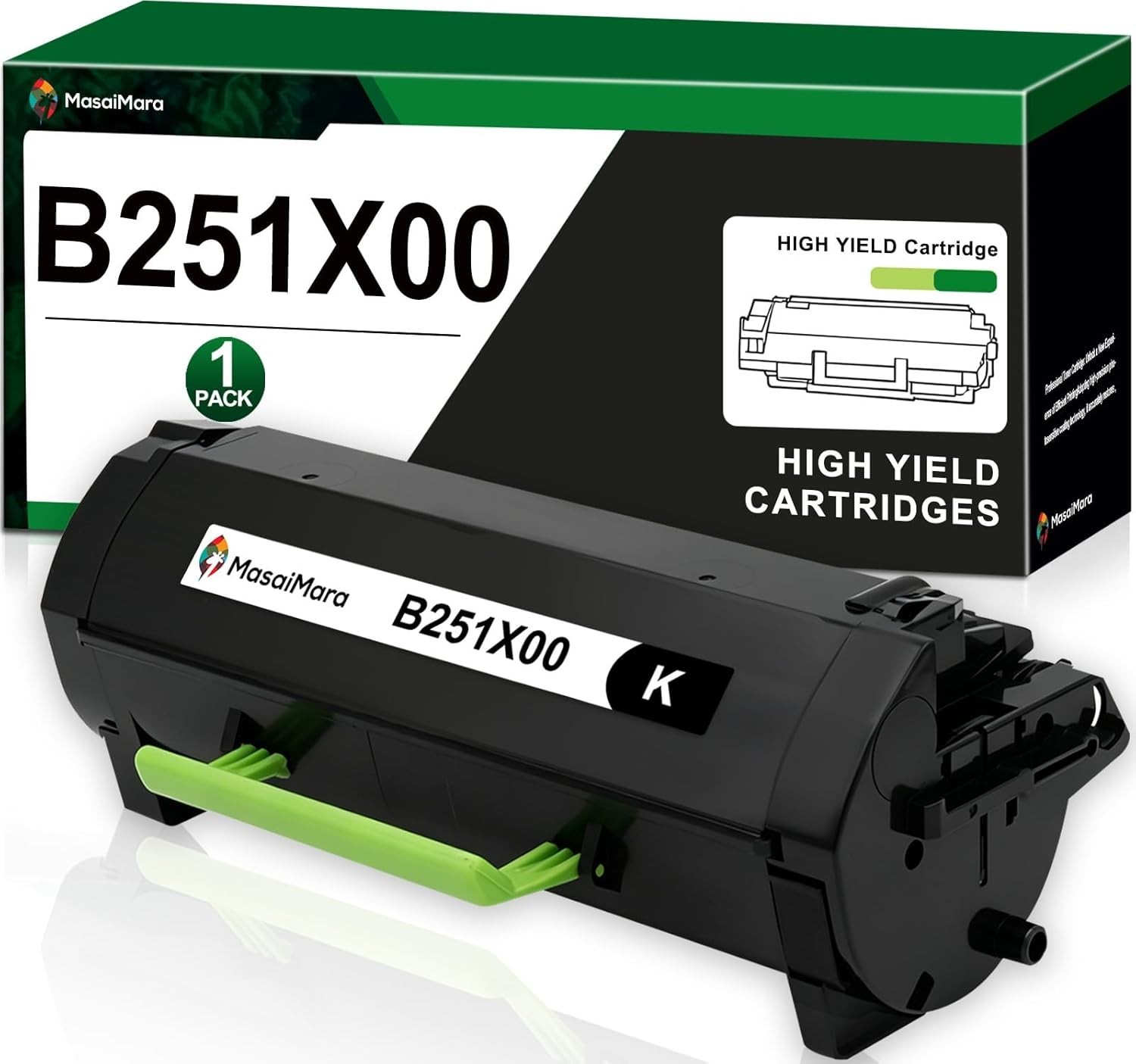 B251X00 Toner Cartridge High Yield 10K Pgs Black for Lexmark B2546 B2650 w/ Chip