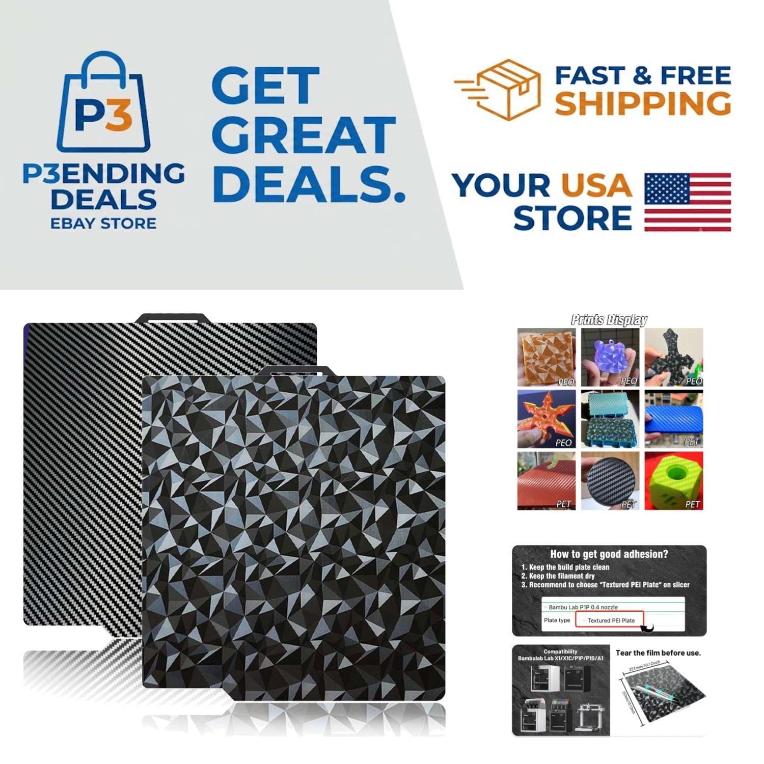 Spring Steel 3D Build Plate 257x257mm with Excellent Adhesion for All Filaments