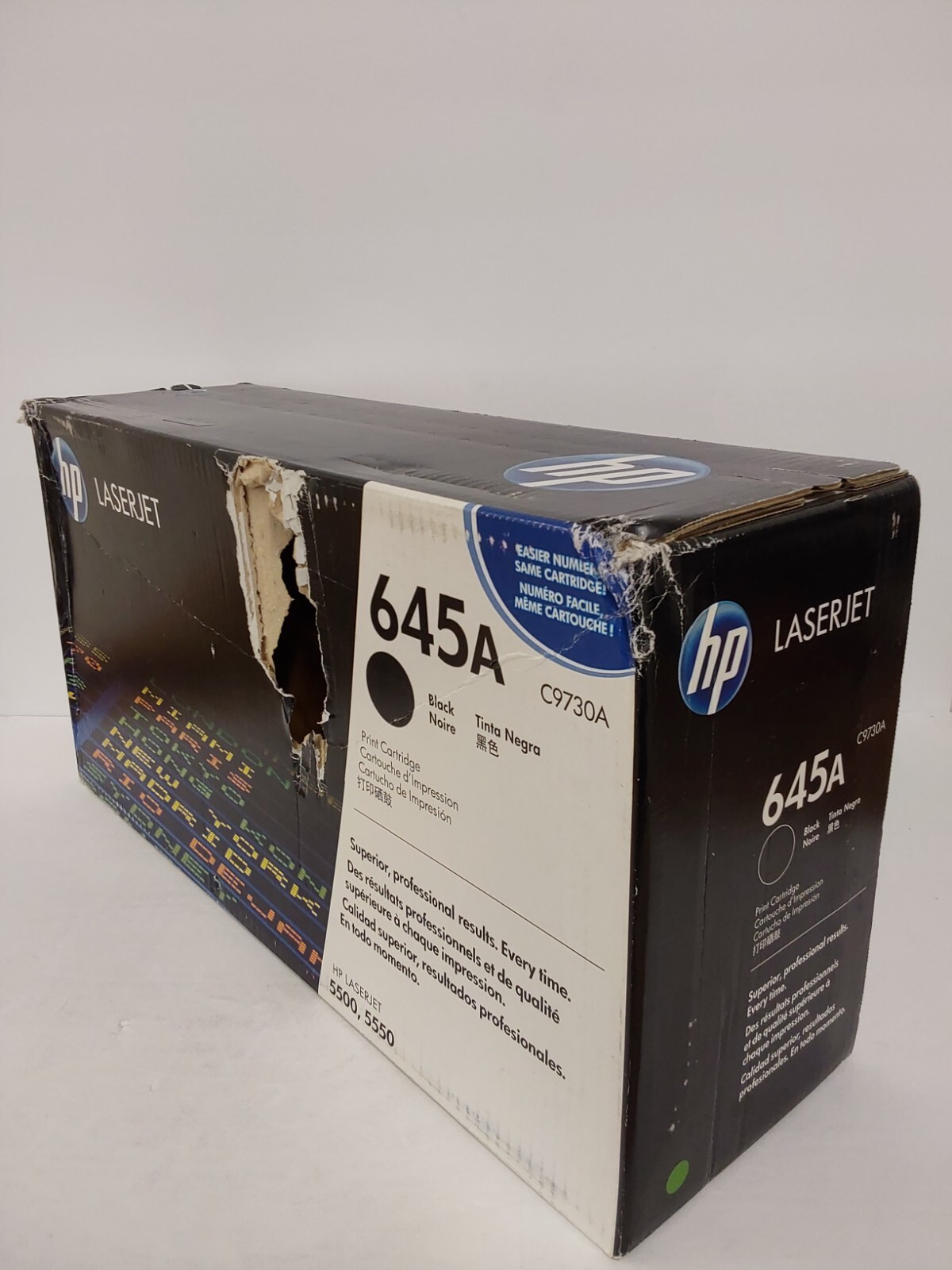 HP 645A Black Toner Cartridge LaserJet 5500 (C9730A) Damaged Box