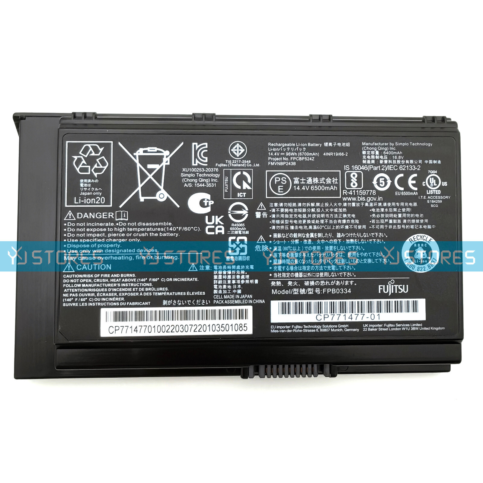 Genuine FPCBP524Z 96Wh Battery for Fujitsu Celsius H780 H980 FMVNBP243B FPB0334