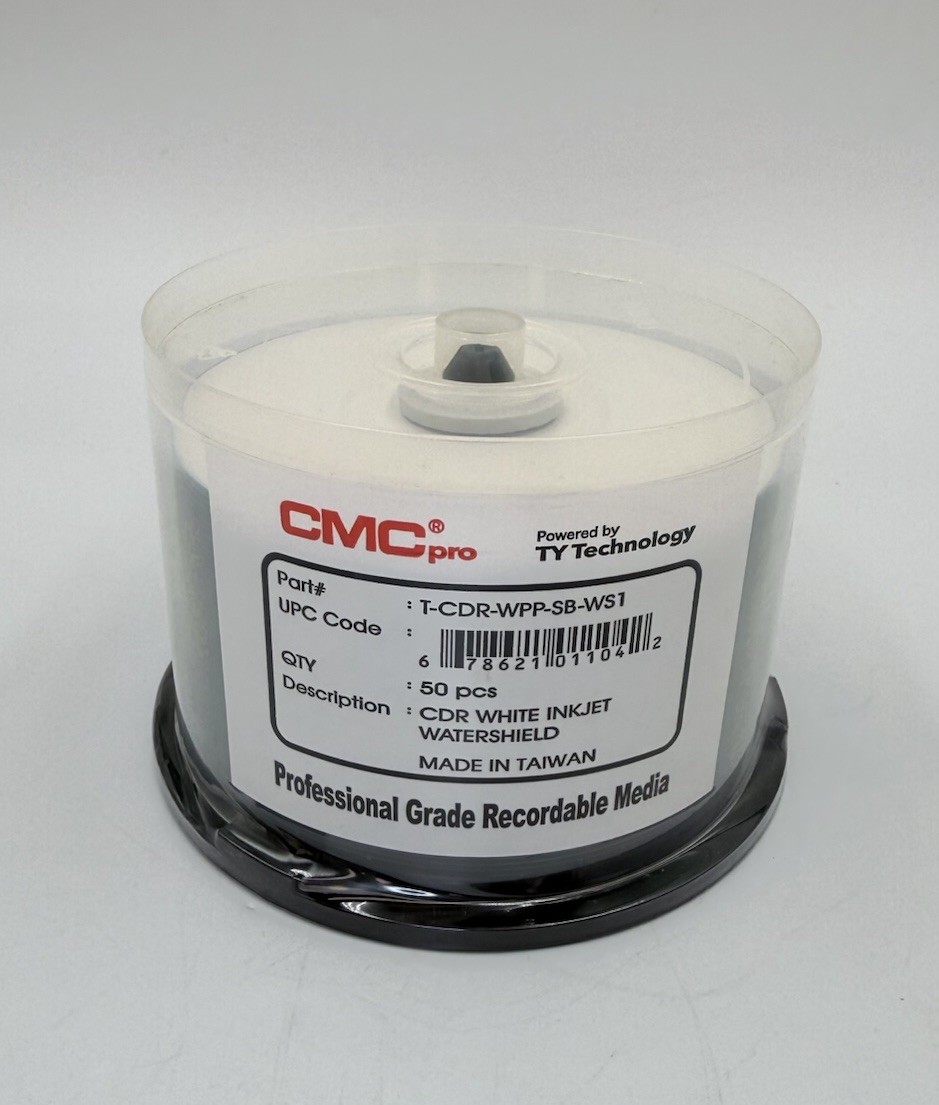 CMC Pro TY WaterShield CD-R 50 Pack White Inkjet Printable 700MB 48X Sealed
