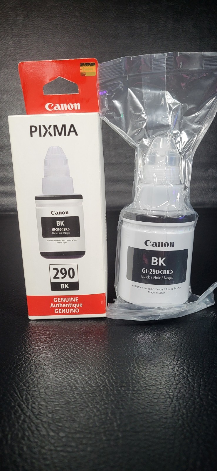 2pk Canon 290 BK Black Ink Bottle OEM Original Pixma - 2 New, Sealed