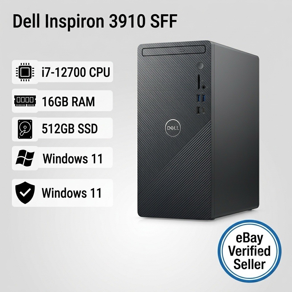Dell Inspiron 3910 Desktop Intel i7-12700 16GB RAM 512GB SSD Windows 11