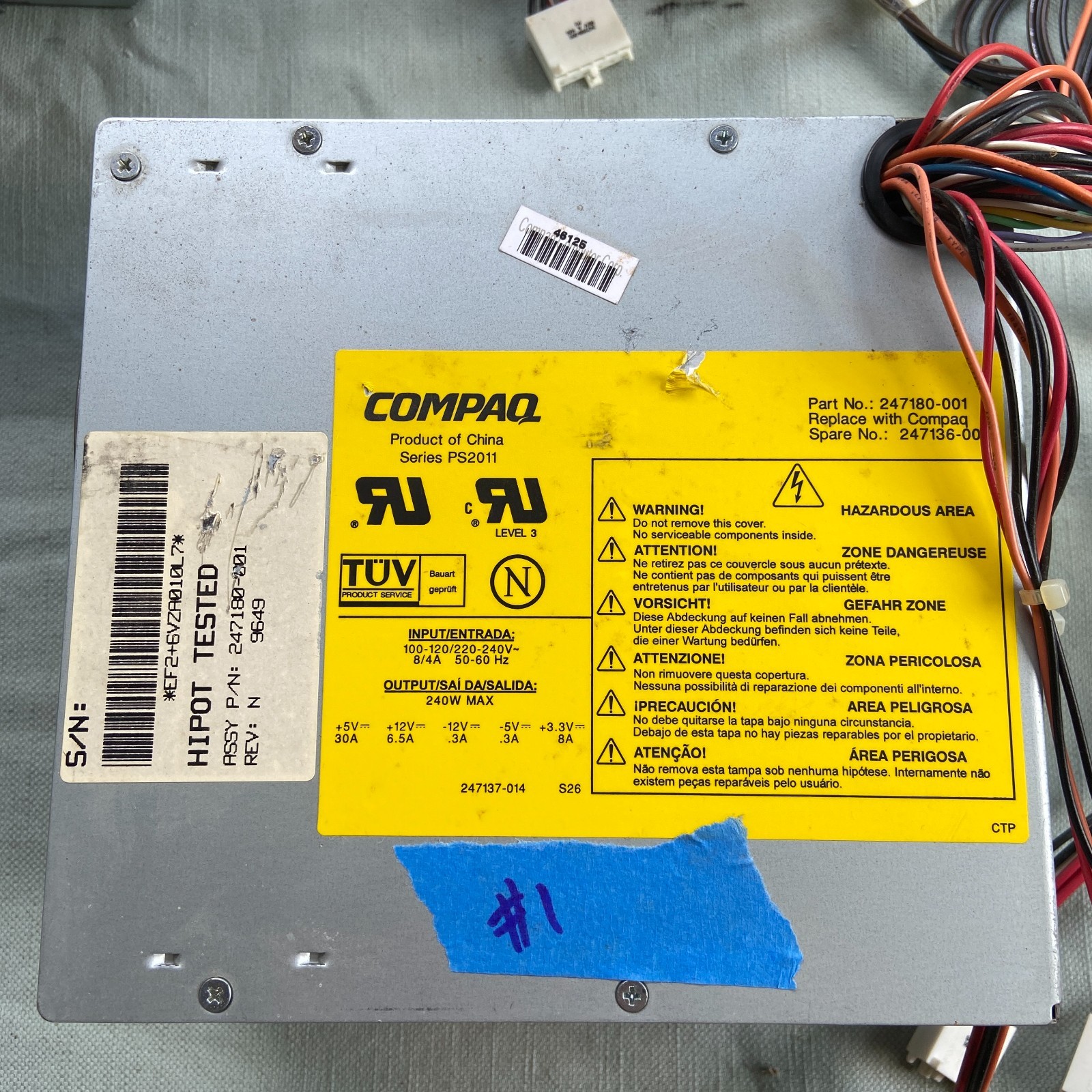 Vintage Power Supply Compaq PS2011 247180-001 AC Adapter 240W ProLiant ProSignia