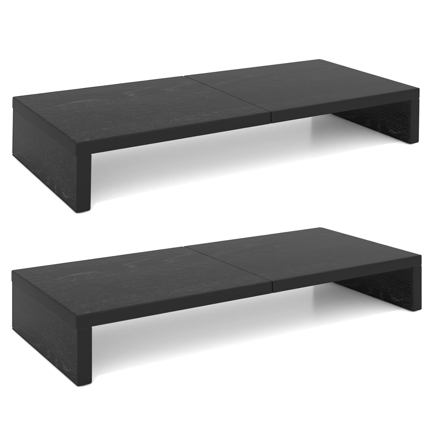 Black 2 Pack 20 inch Wooden Monitor Desk Shelf Computer Monitor Riser for Desk