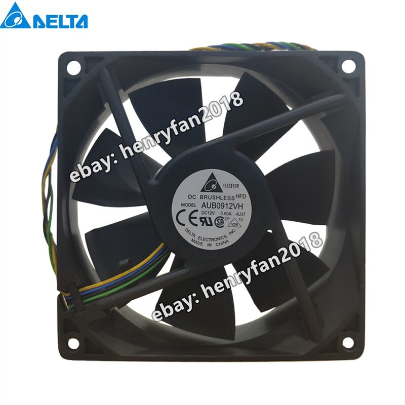 Delta Fan AUB0912VH   DC 12V 0.6A 90*90*25MM 4-Pin Computer Cooling Case Fan