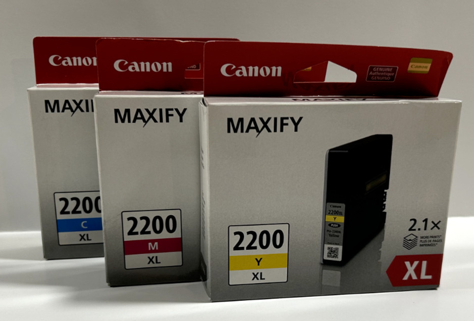 3 GENUINE Canon OEM MAXIFY (PGI 2200-XL) High-Yield Ink Cartridges