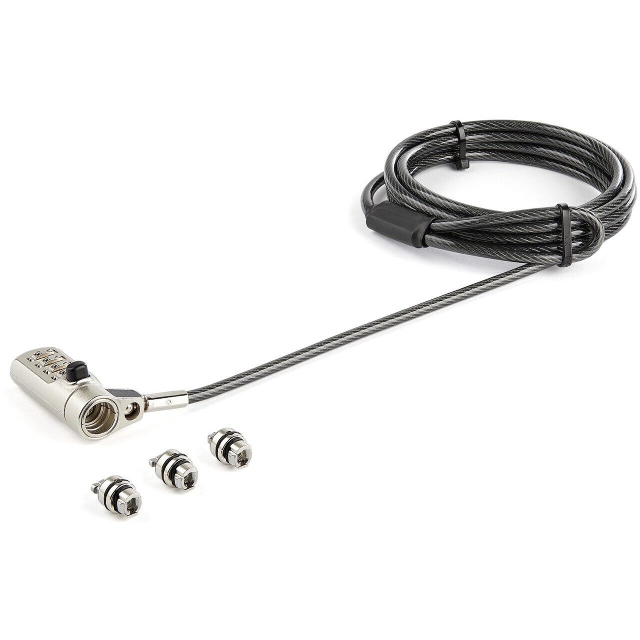 StarTech.com 6.6ft (2m) 3-in-1 Universal Laptop Cable Lock - 4-Digit Combination