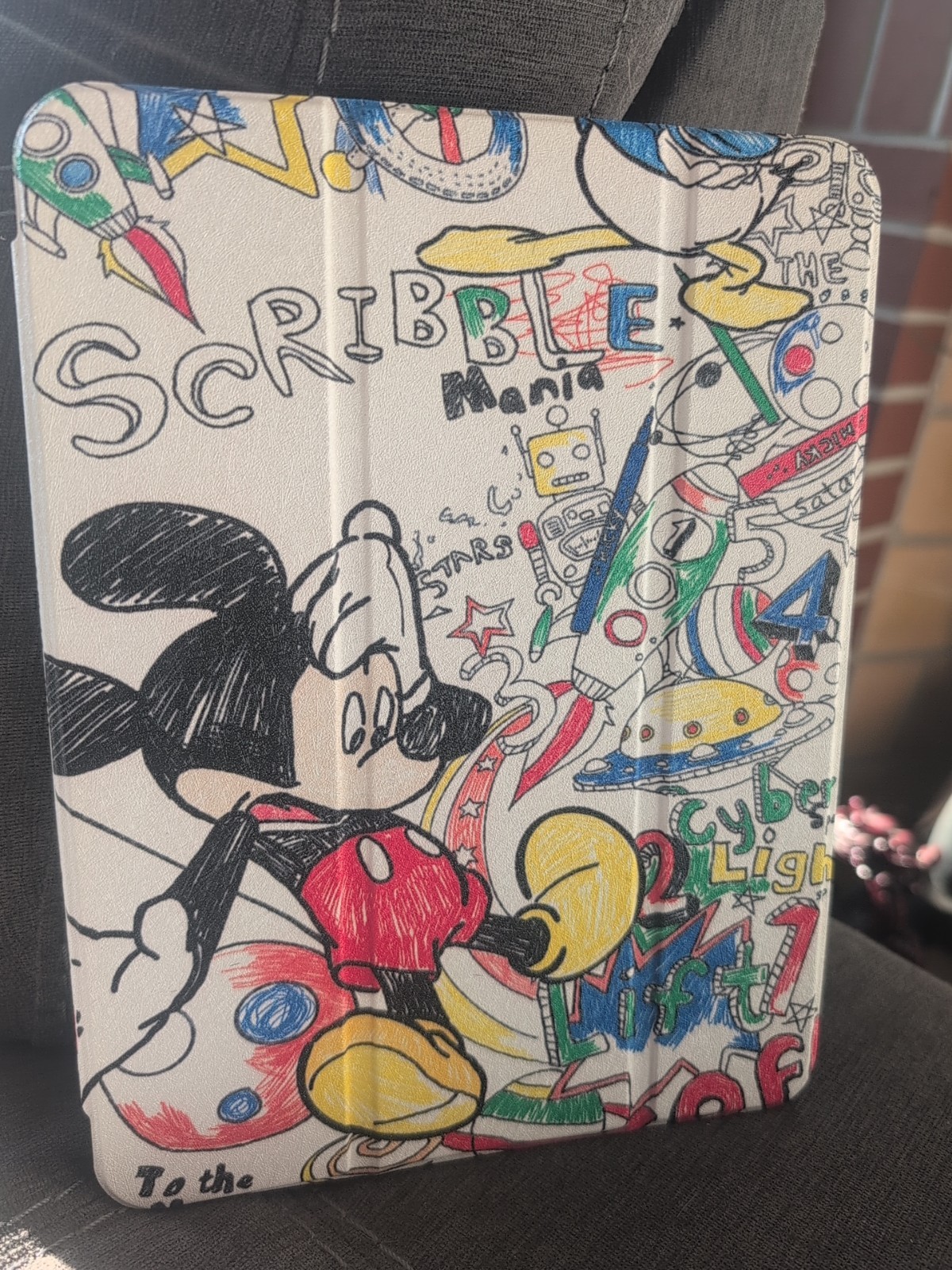 MICKEY Mouse  DONALD Duck I PAD 10 CASE Art Rocket Scribbles Crayons Numbers 