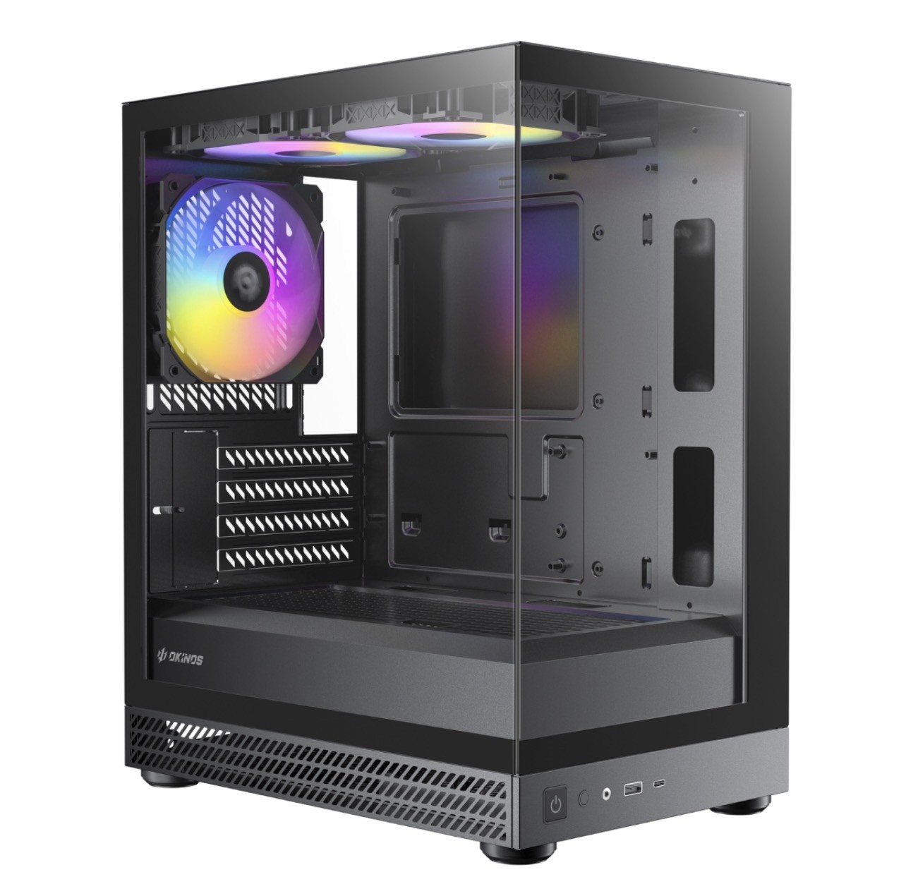 Okinos Aqua Uno Micro-ATX PC Case Black Panoramic Tempered Glass NEW Sealed