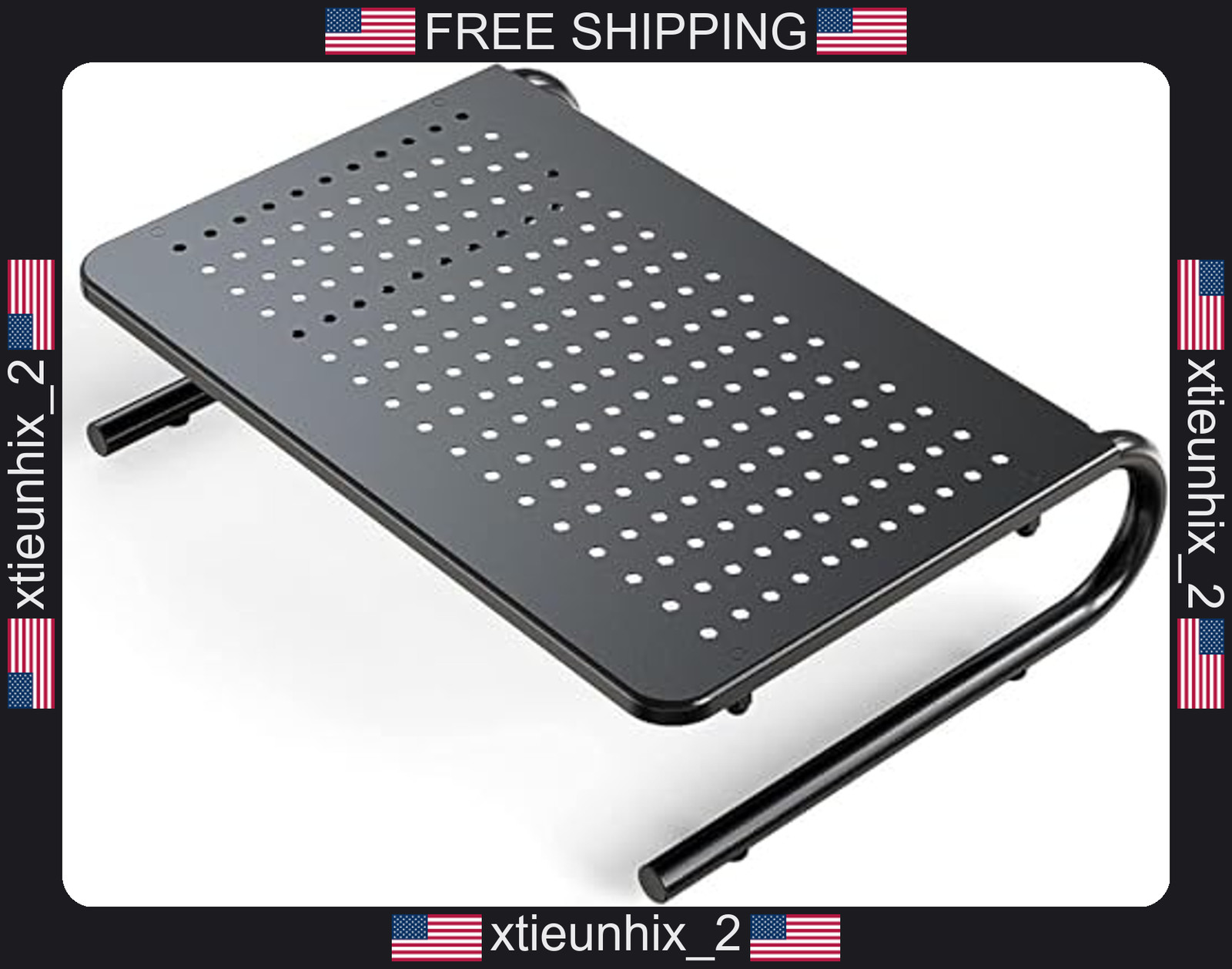 Steel Monitor Stand with Ventilation Holes, 14.57x9.25 Inches, Black