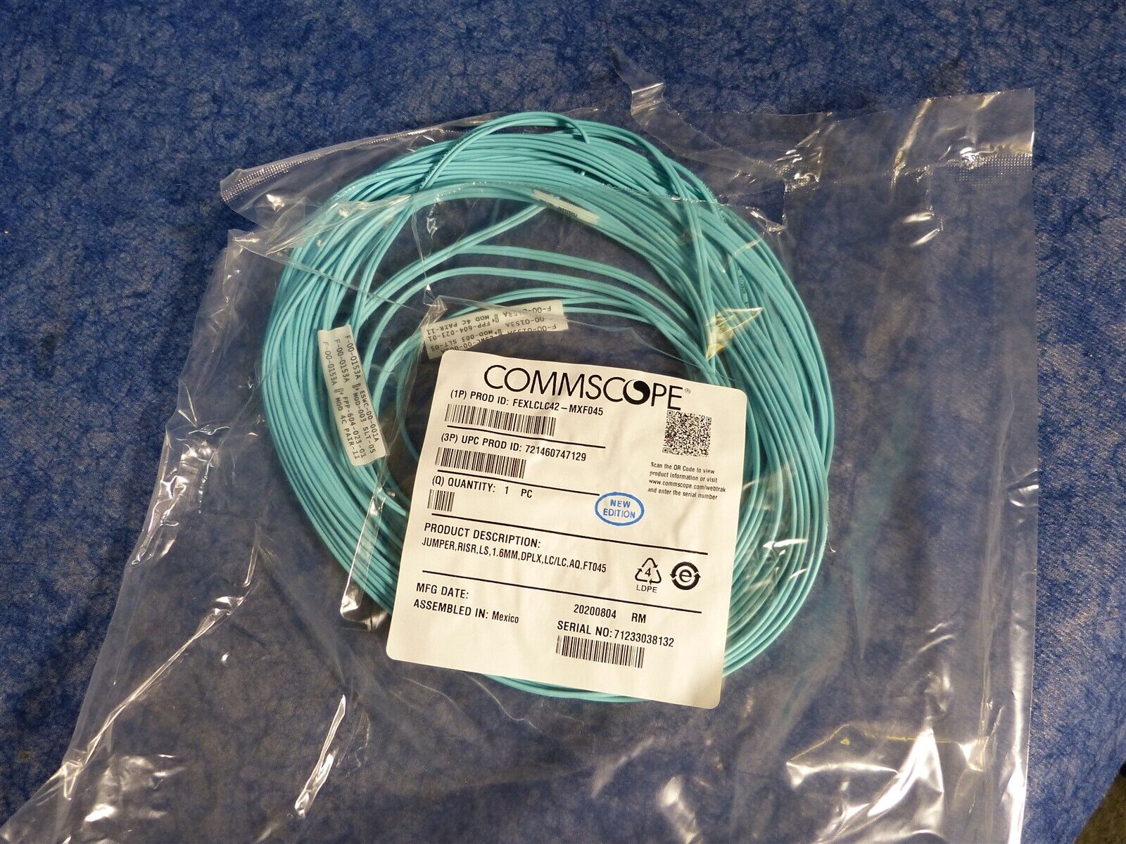COMMSCOPE FEXLCLC42-MXF045 LC to LC, Fiber Patch Cord 1.6 mm Duplex 45FT