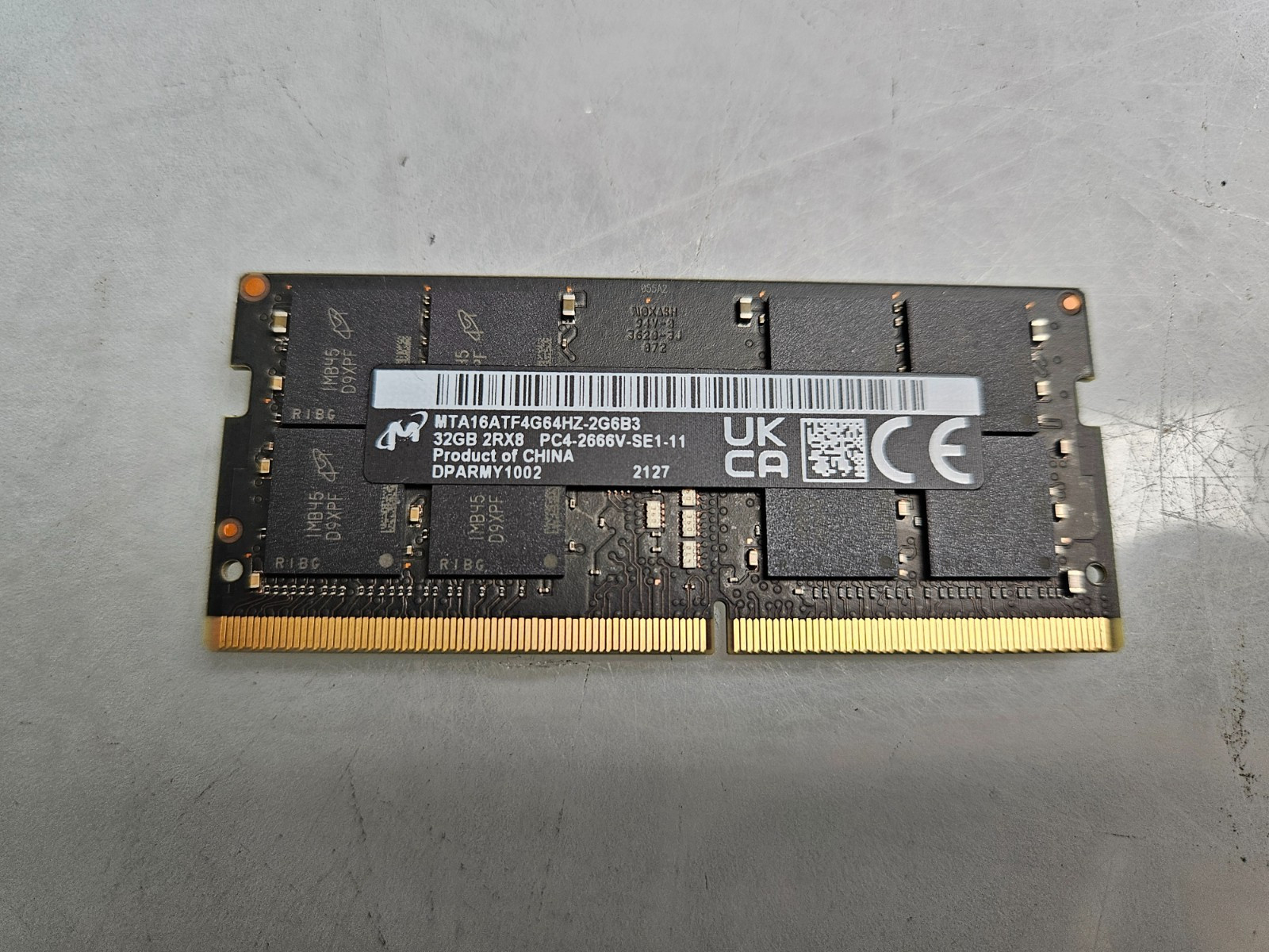 Micron 32GB 2RX8 PC4-2666V Laptop RAM SODIMM MTA16ATF4G64HZ-2G6B3