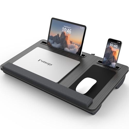 Potuopy Lap Desk - Up to 17” Laptop Tray with Wrist Rest, Portable Handle, Fixed