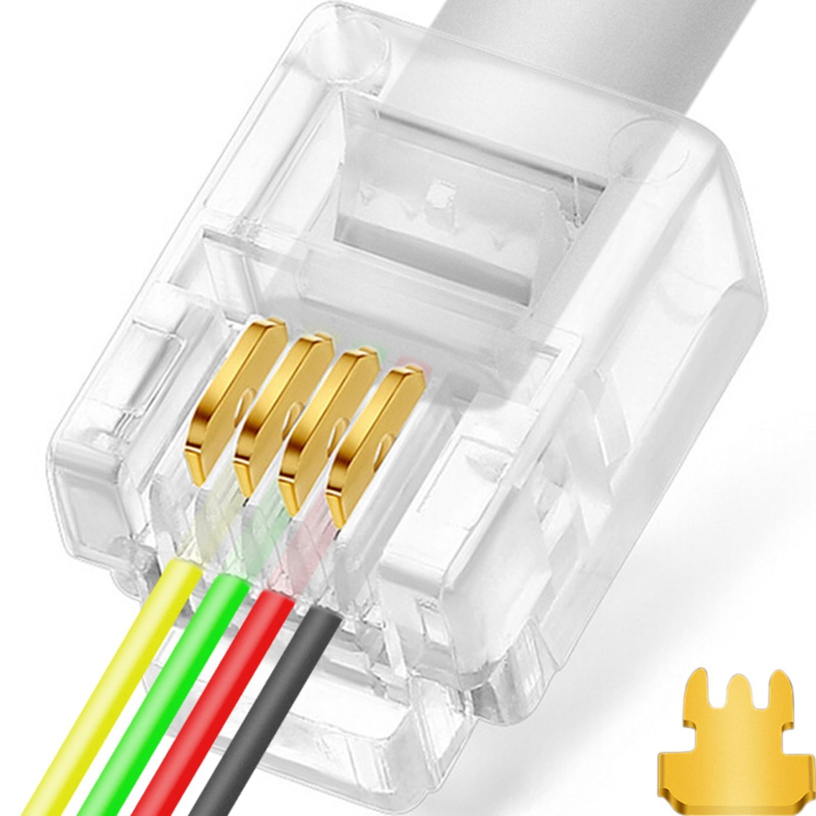 NECABLES 20Pack RJ11 Pass through Connector 6P4C Telephone Modular Plug 3 Prong.