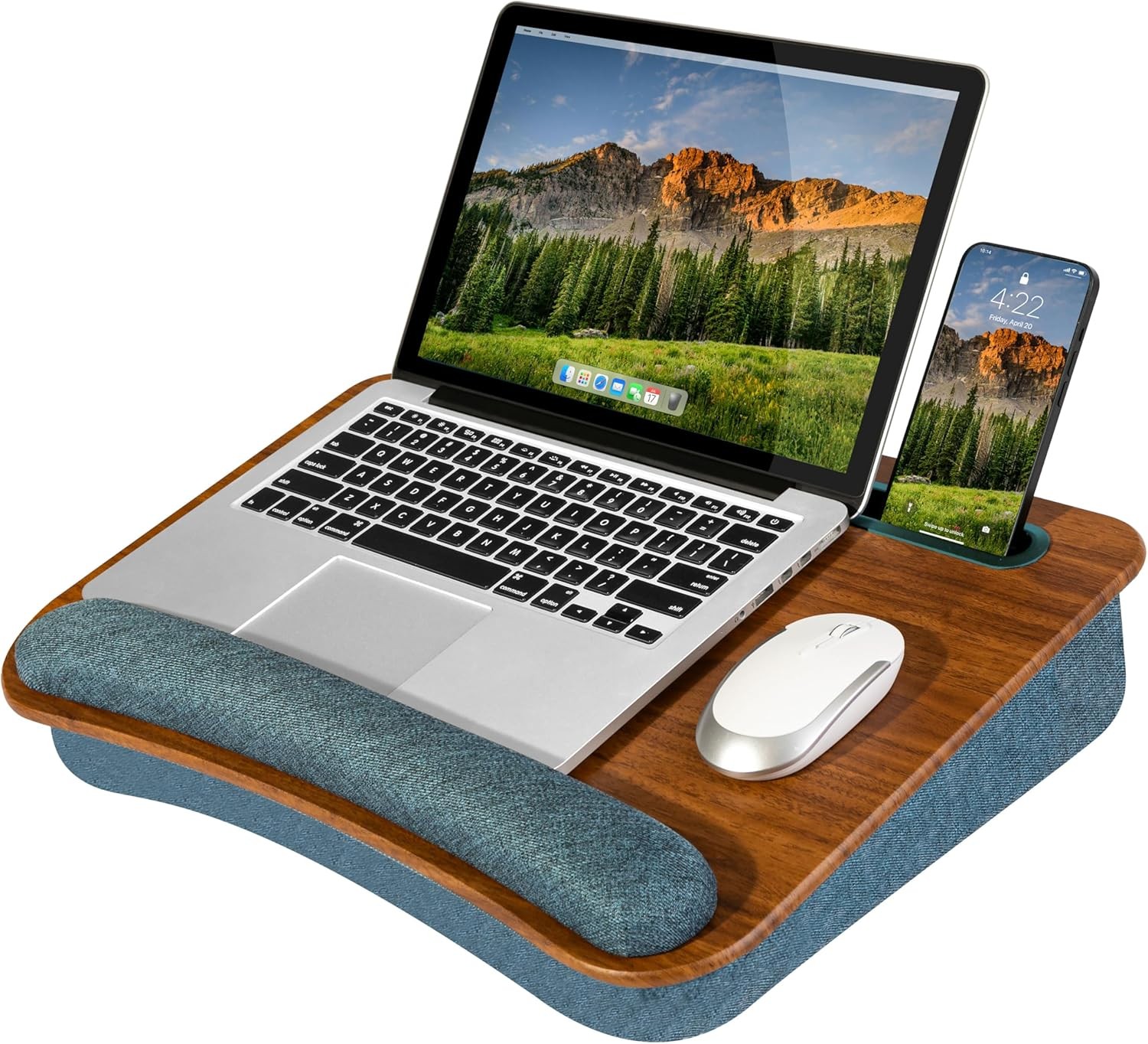 LAPGEAR 17.3-inch Laptop Lap Desk with Pillow, Wrist Rest  Storage - Espresso