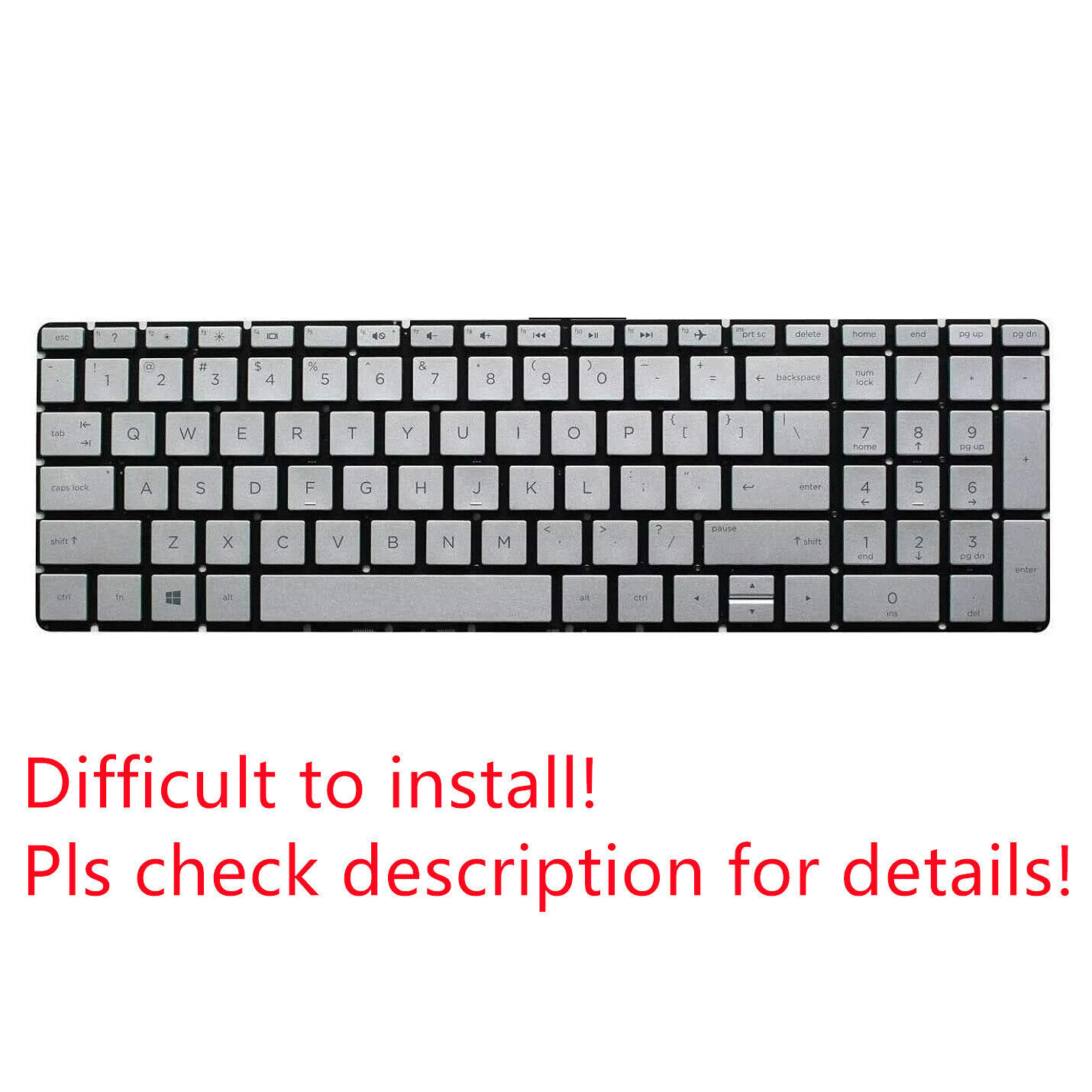 Original US Silver Non-Backlit Keyboard for HP 15-dy1036nr
